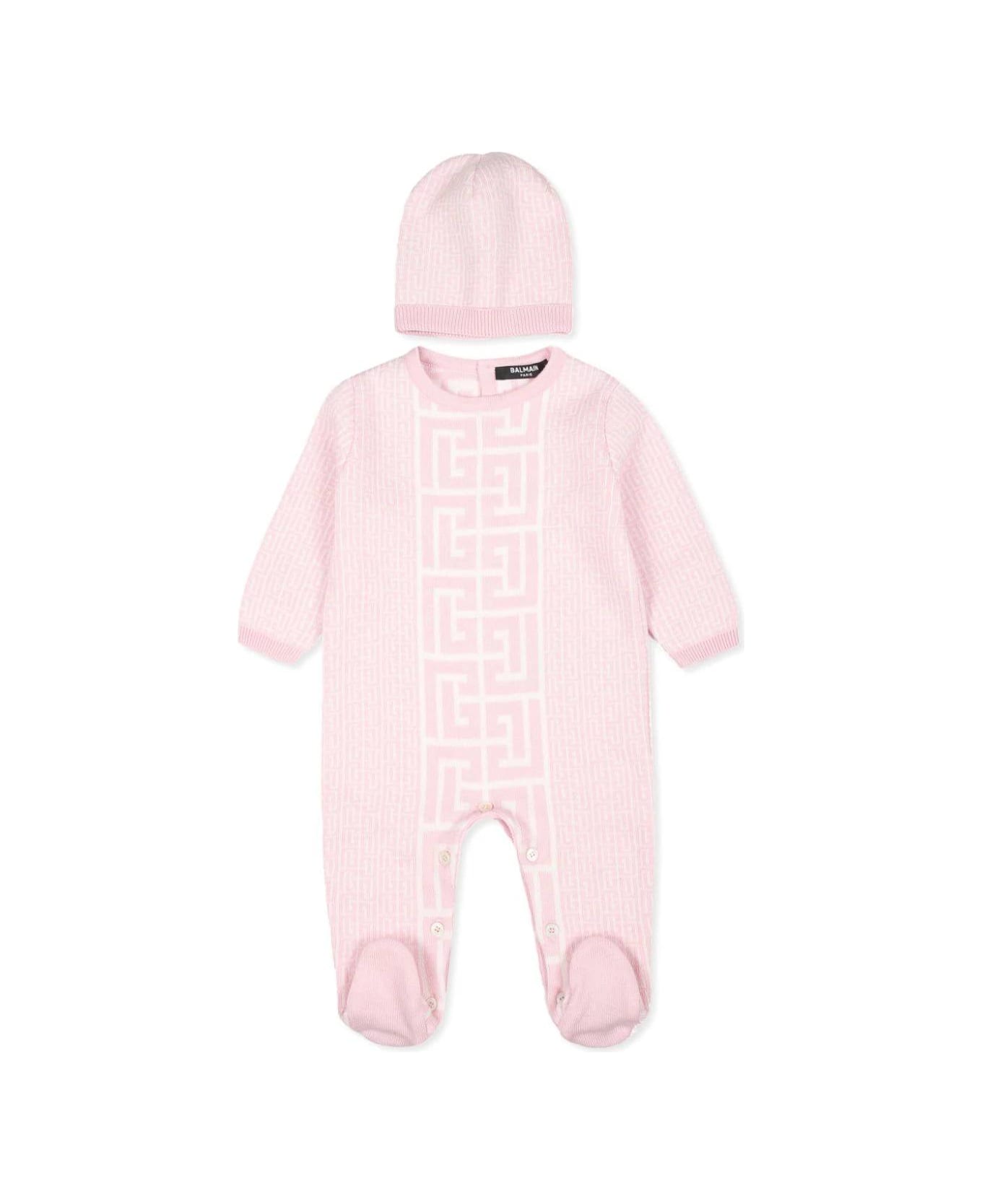 Balmain Set Tutina Con Stampa - Pink