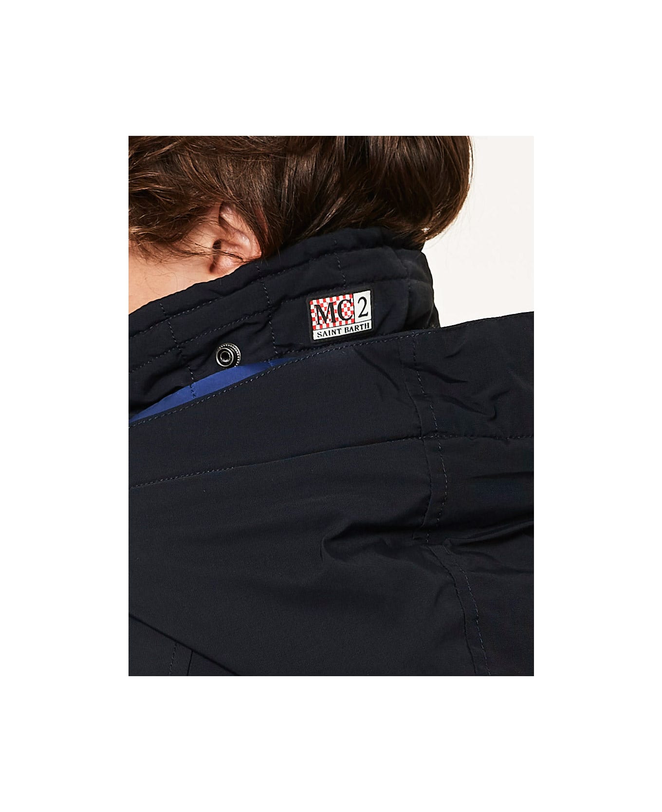 MC2 Saint Barth Blue Navy Blue Hooded Parka Jacket Voyager - BLUE