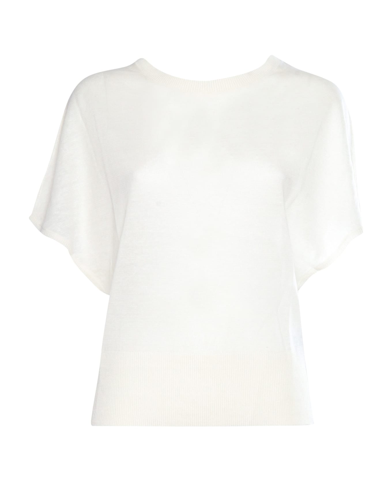 Ballantyne White Linen Sweater - WHITE シャツ