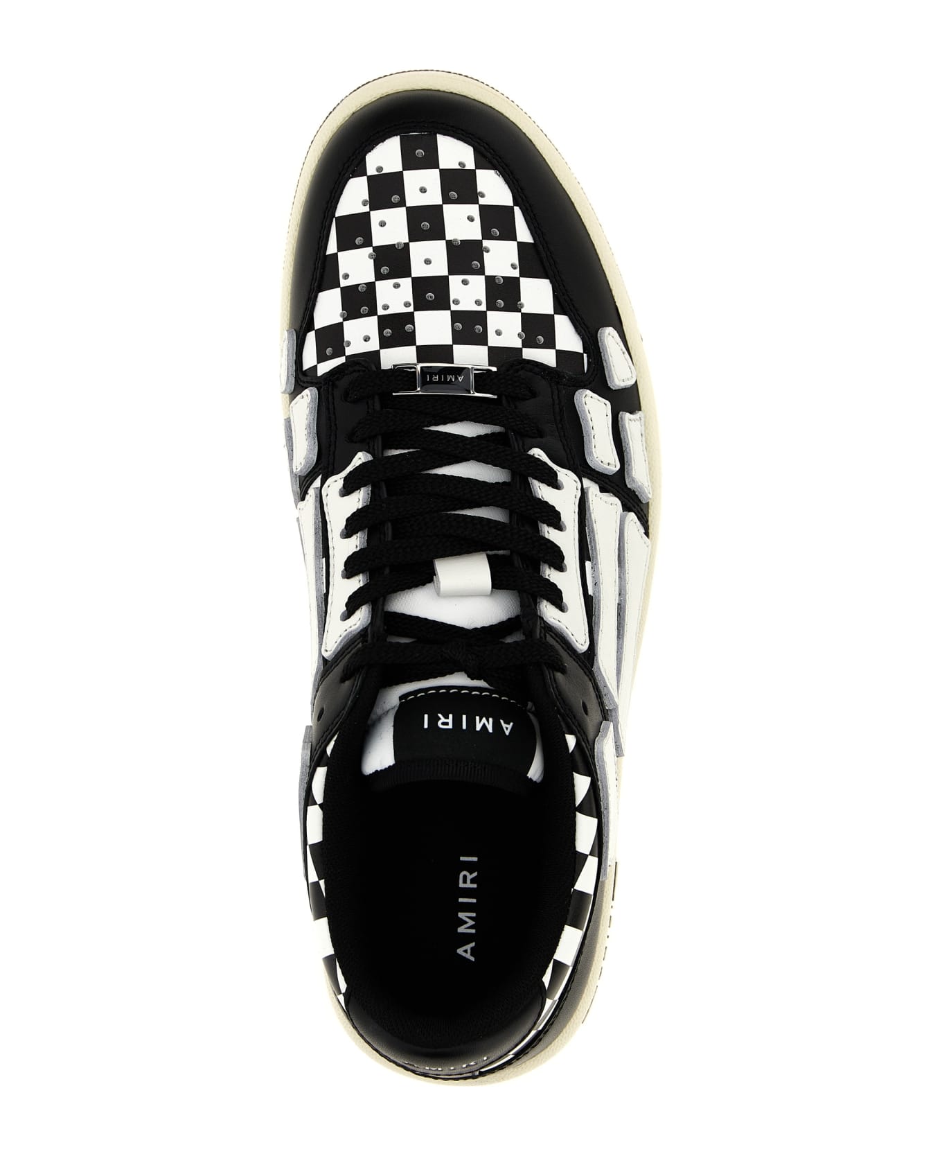 AMIRI Checkered Skel Top Low Sneakers - BLACK
