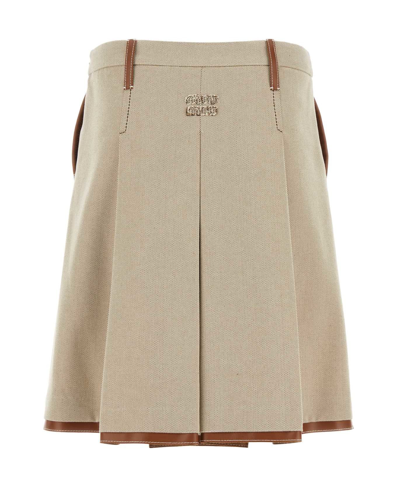 Miu Miu Two Tone Canvas Skirt - NATURALECOGNAC