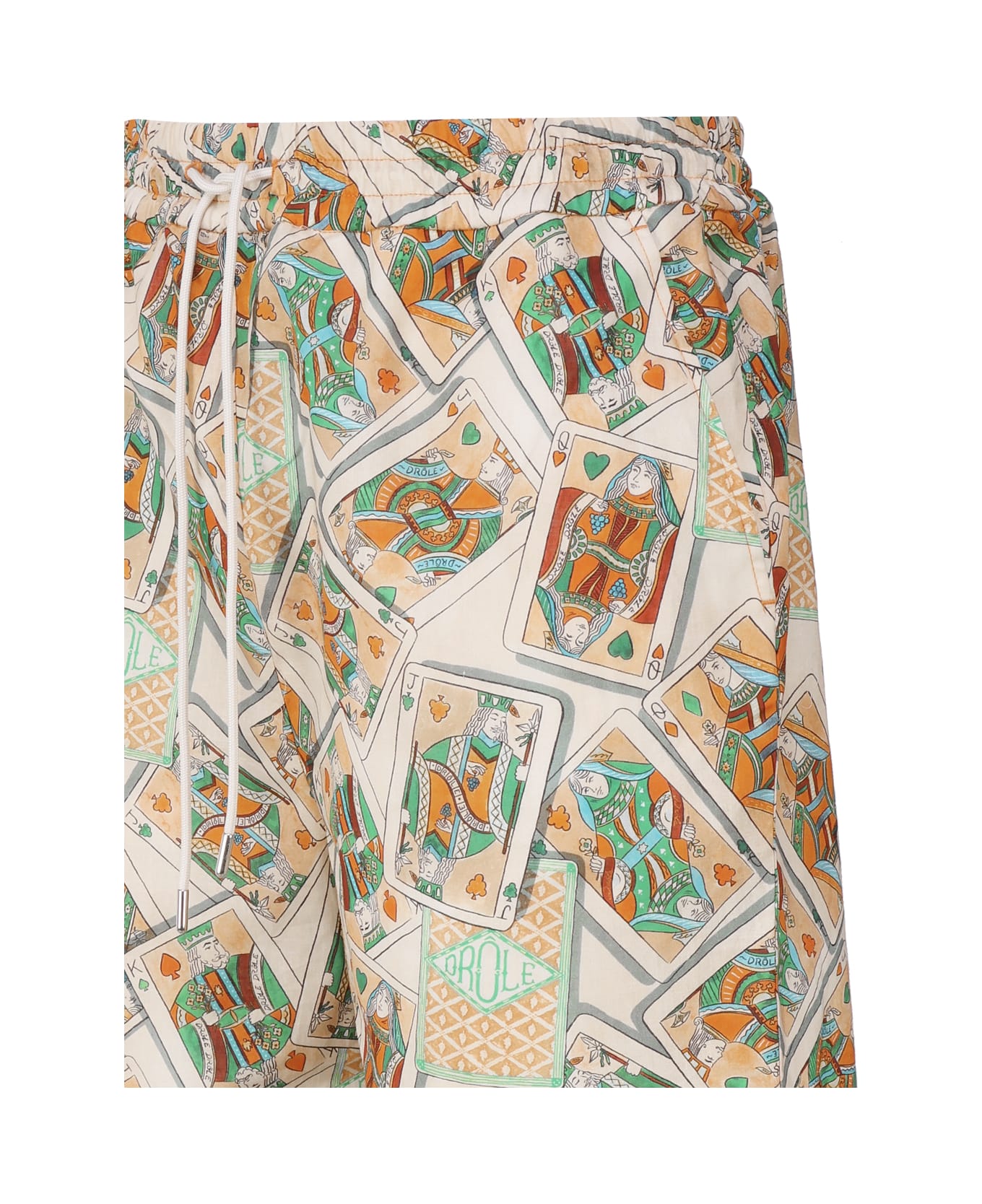 Drôle de Monsieur Jeu De Cartes Linen And Cotton Blend Bermuda Shorts - Multicolor ショートパンツ