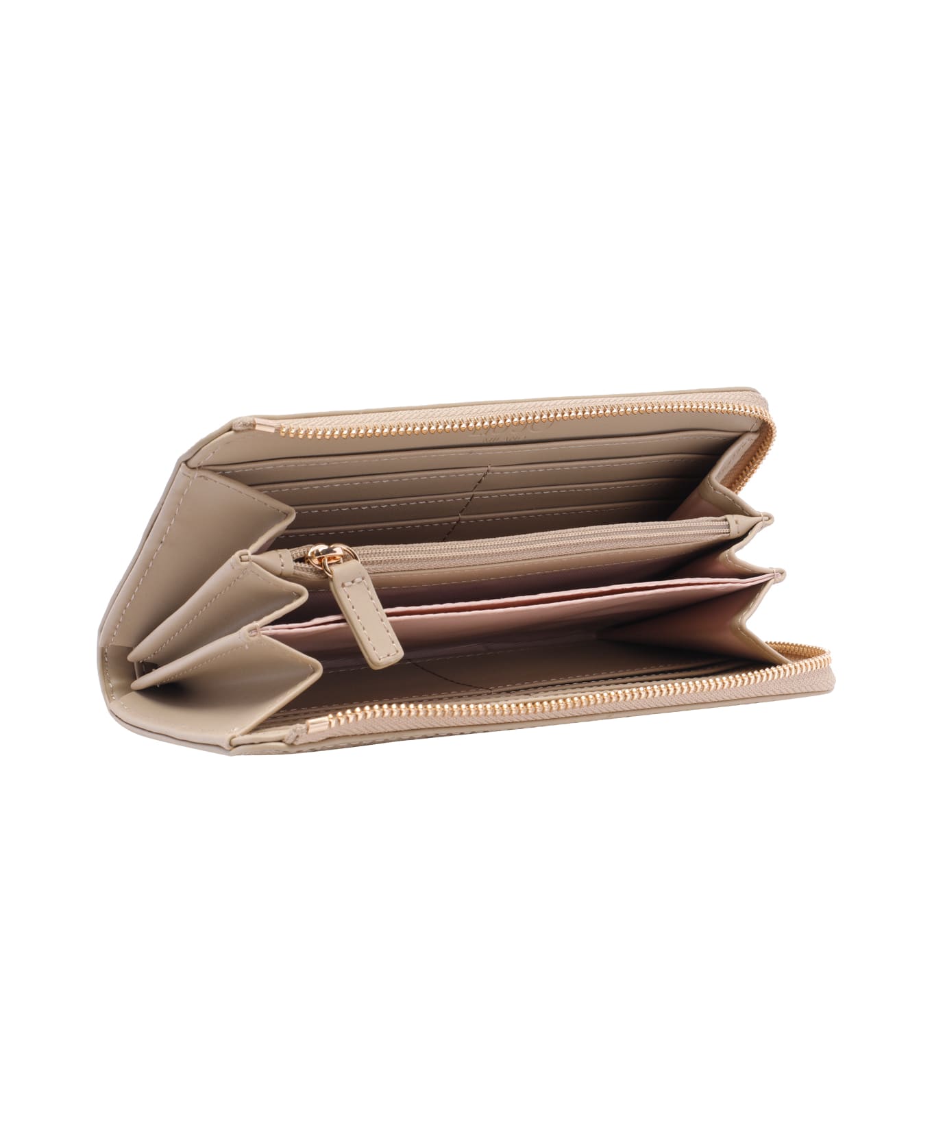 Liu-Jo Logo Zip Wallet - Beige