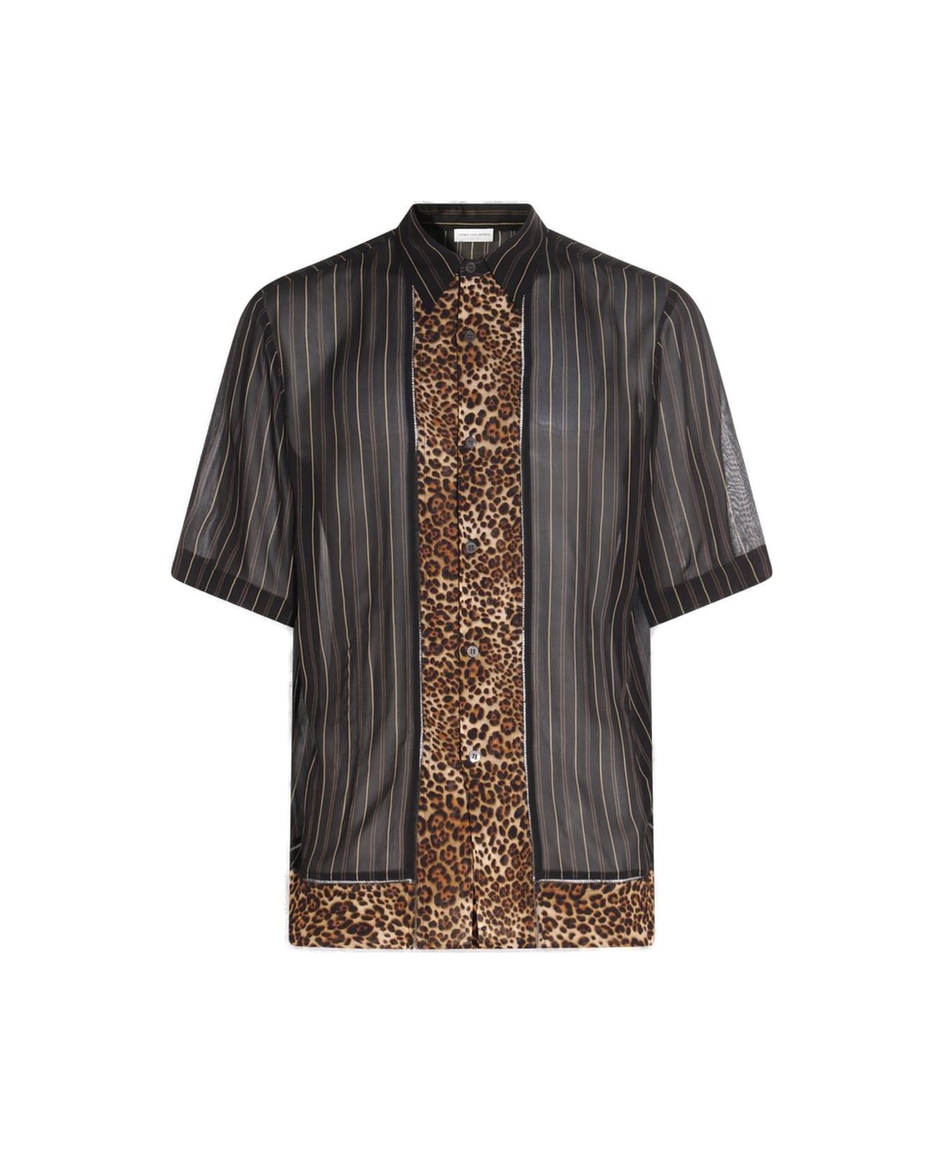 Dries Van Noten Panelled Button-up Shirt - Black
