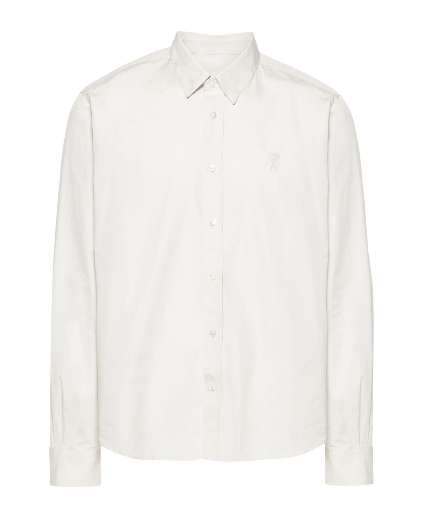 Ami Alexandre Mattiussi Tonal Ami De Coeur Shirt In Cotton Poplin - White