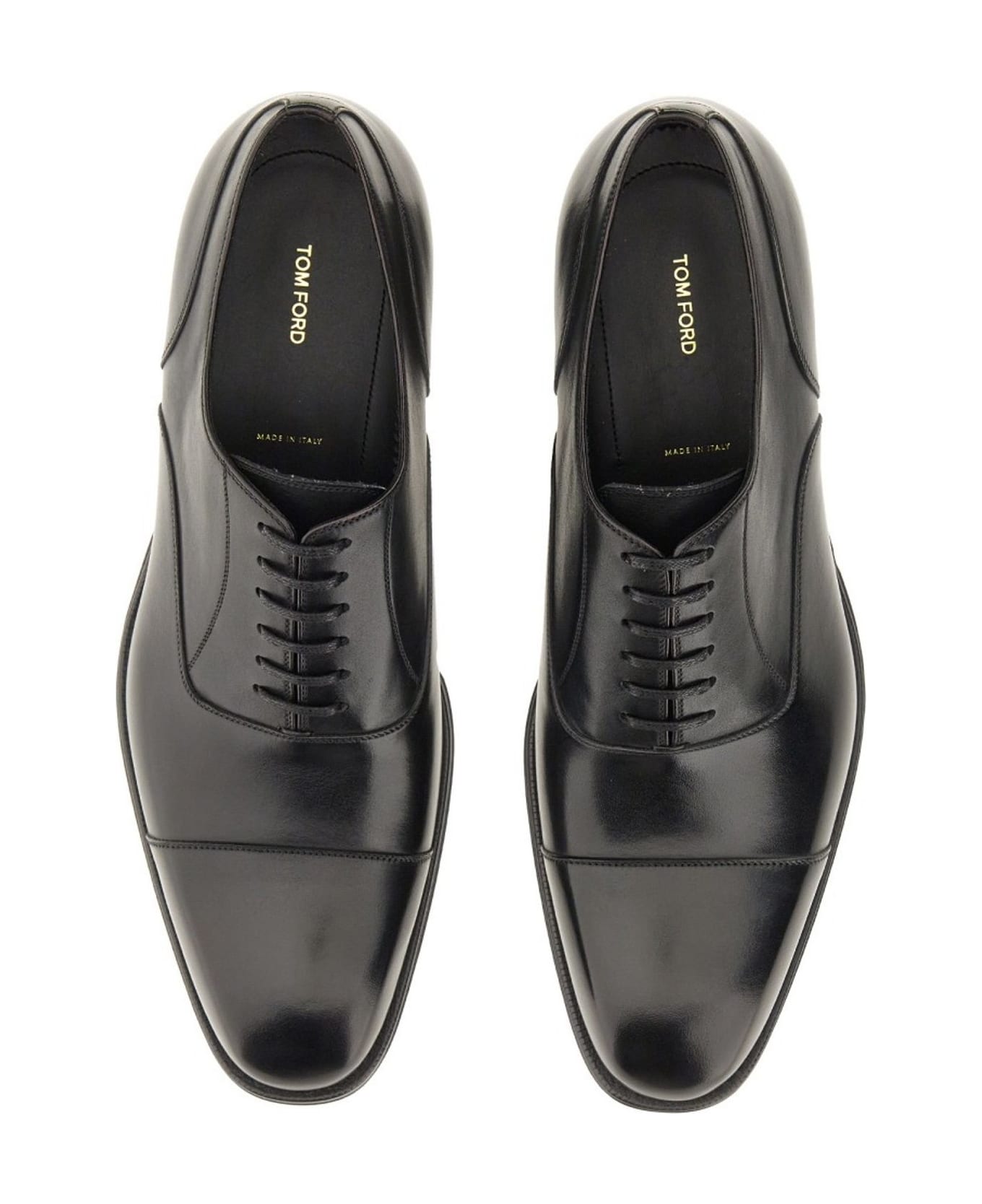 Tom Ford Burnished Claydon Lace-up Shoes - BLACK