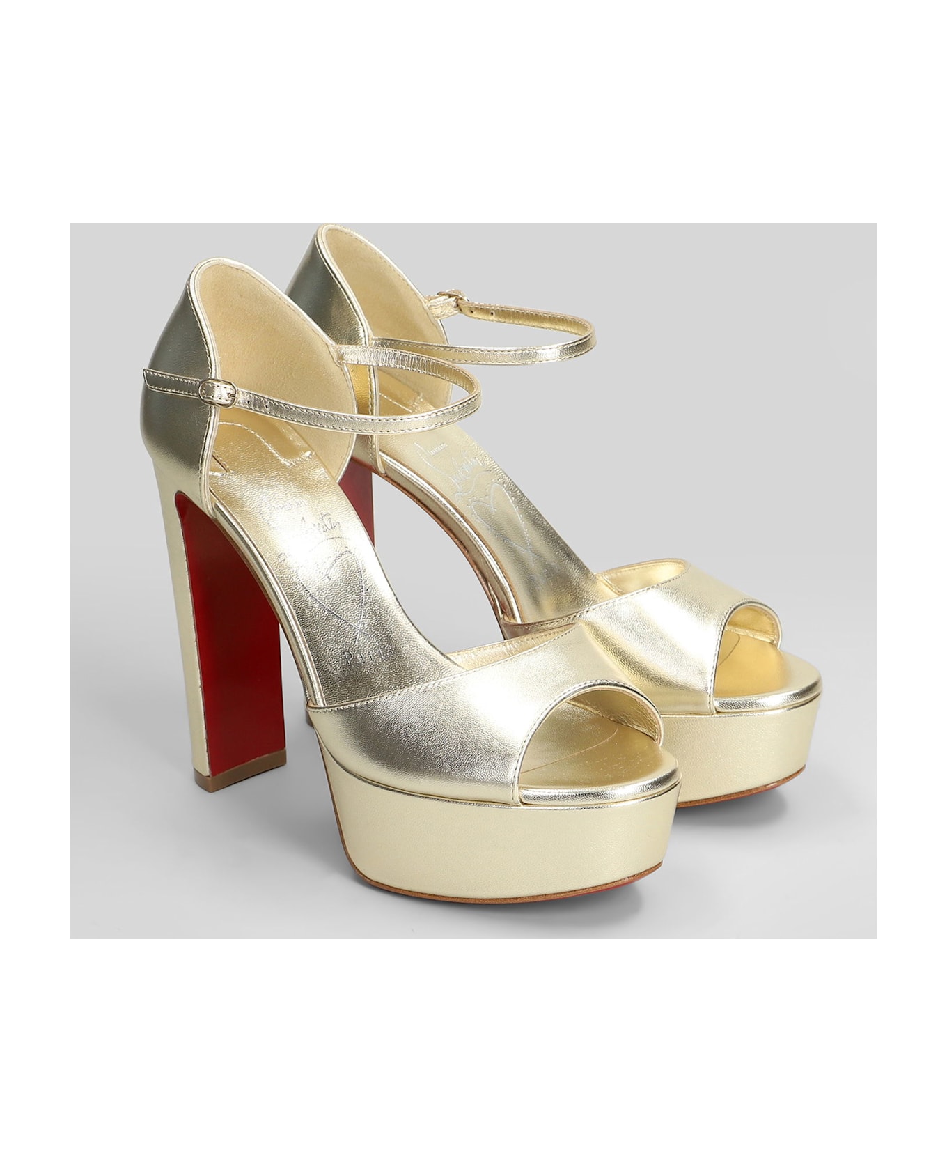 Christian Louboutin Sandaloo 130 Sandals In Gold Leather - gold サンダル