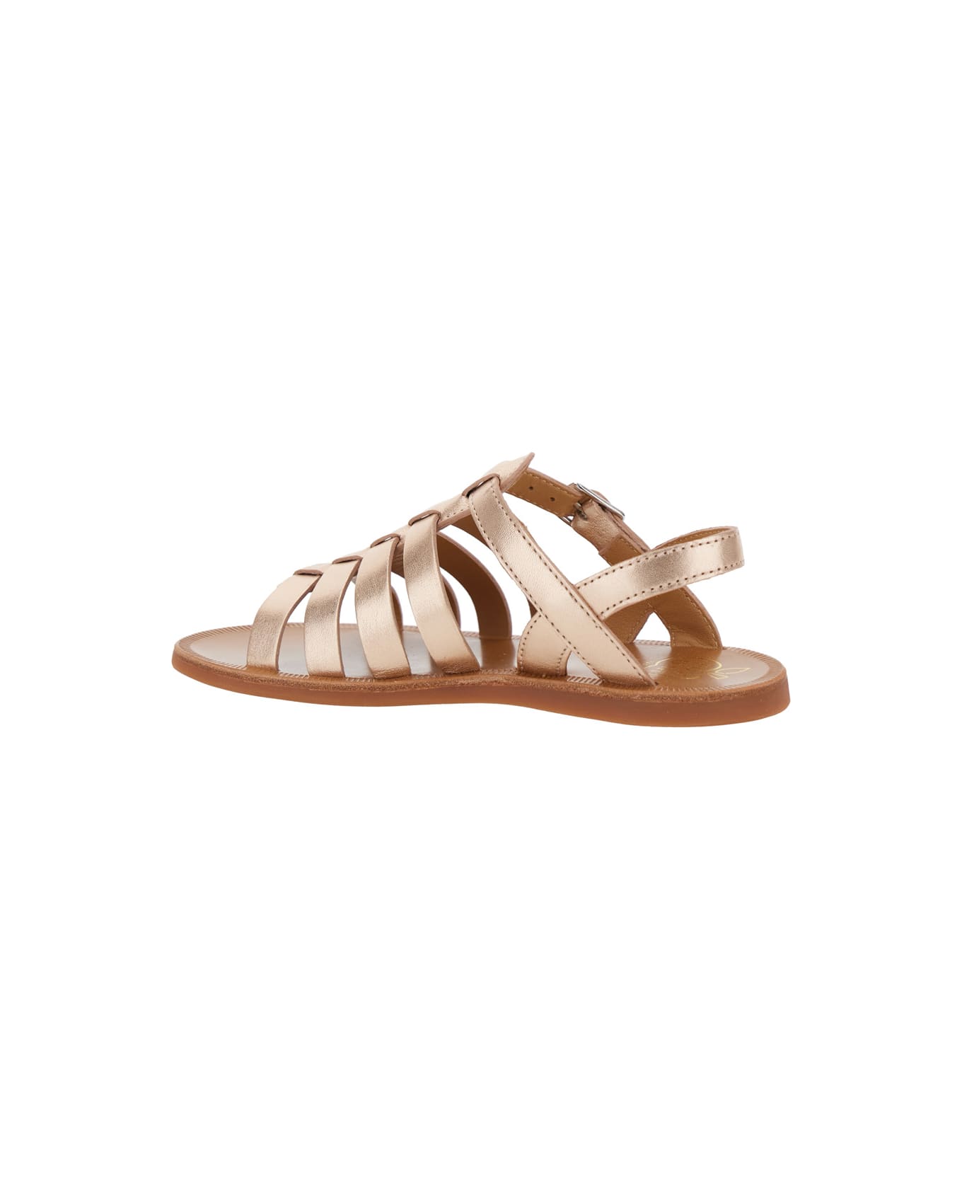 Pom d
Api 
plagette
 Metallic Sandals With Open Toe And Laminated Band Details In Leather Girl - Metallic