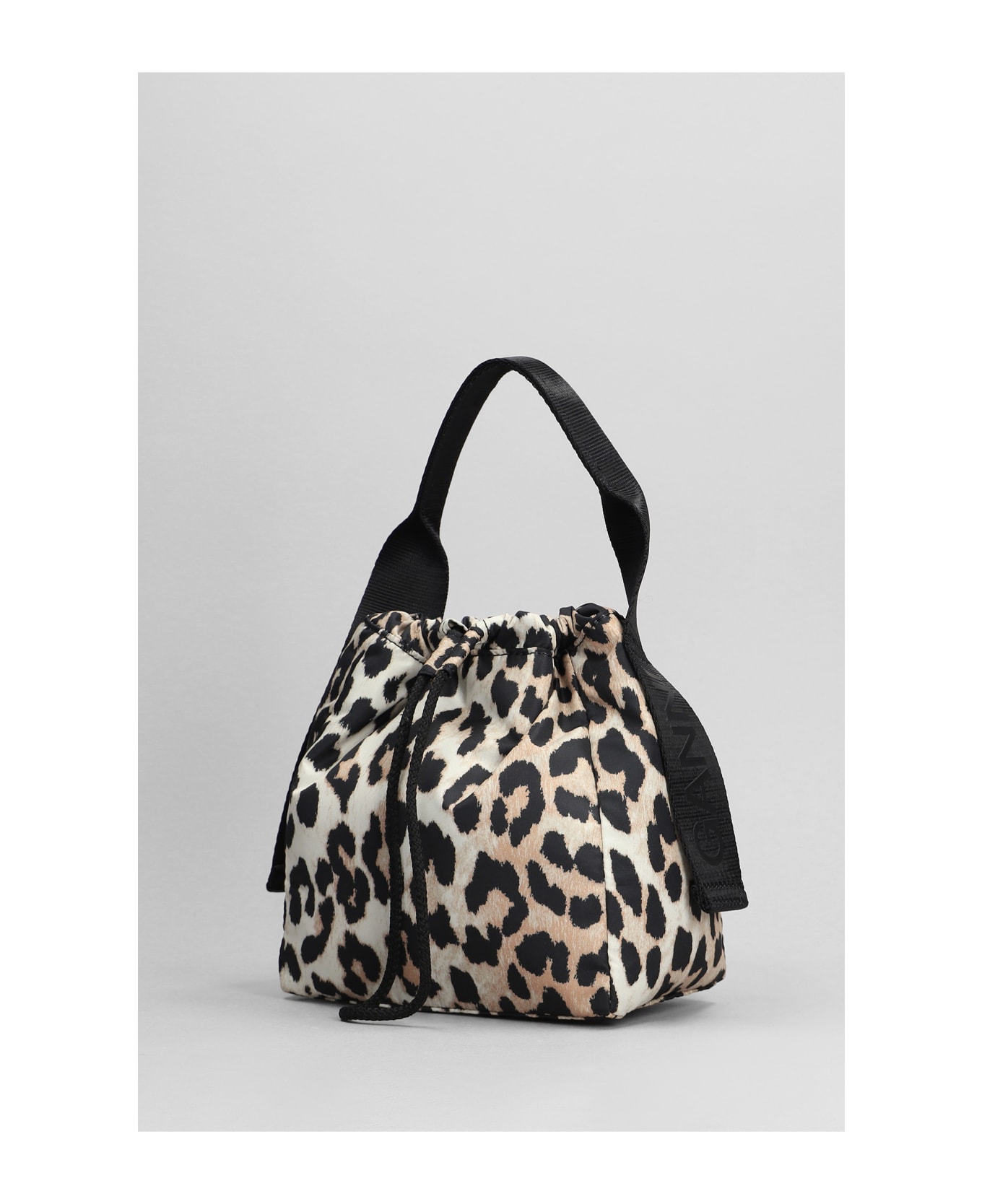 Ganni Drawstring Top Animalier Bucket Bag - Leopard
