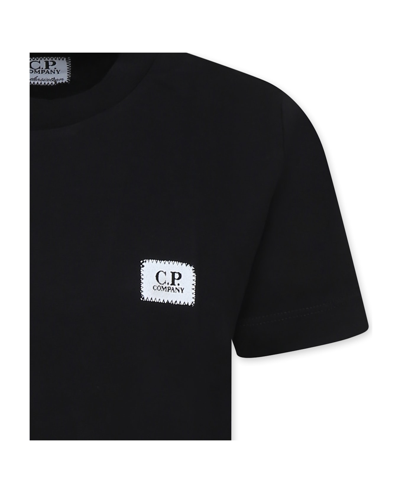 C.P. Company Undersixteen Black T-shirt For Boy With Logo - Black