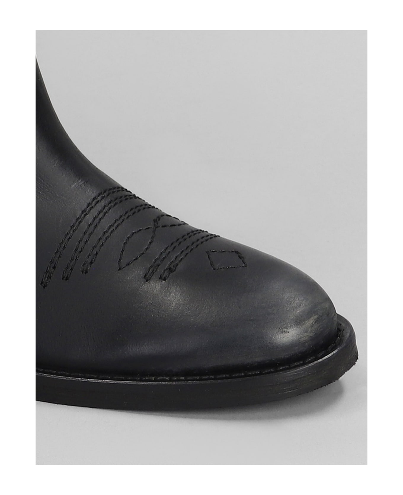 Via Roma 15 Texan Boots In Black Leather - black