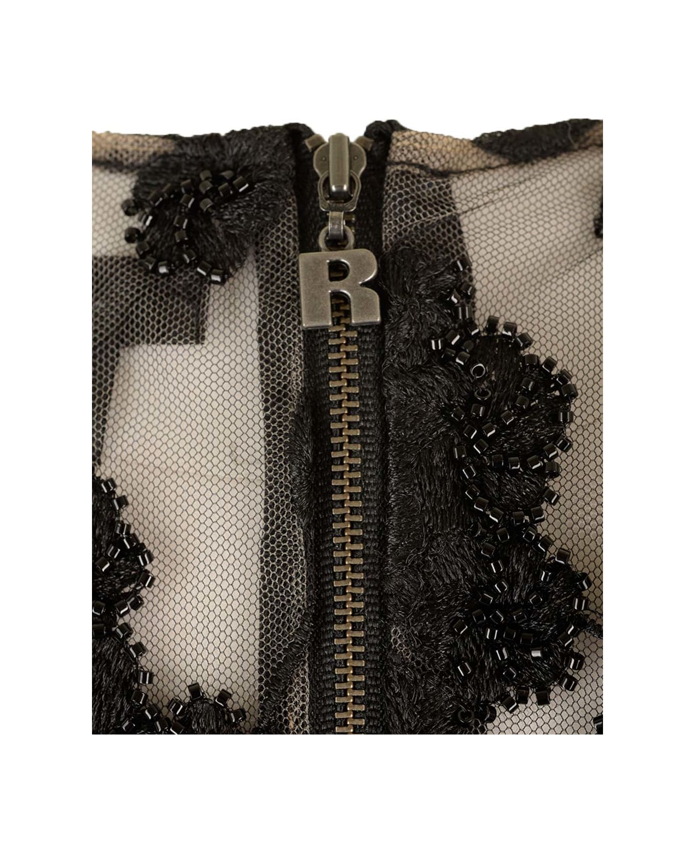 Rotate by Birger Christensen Black Floral Beaded Top - Black