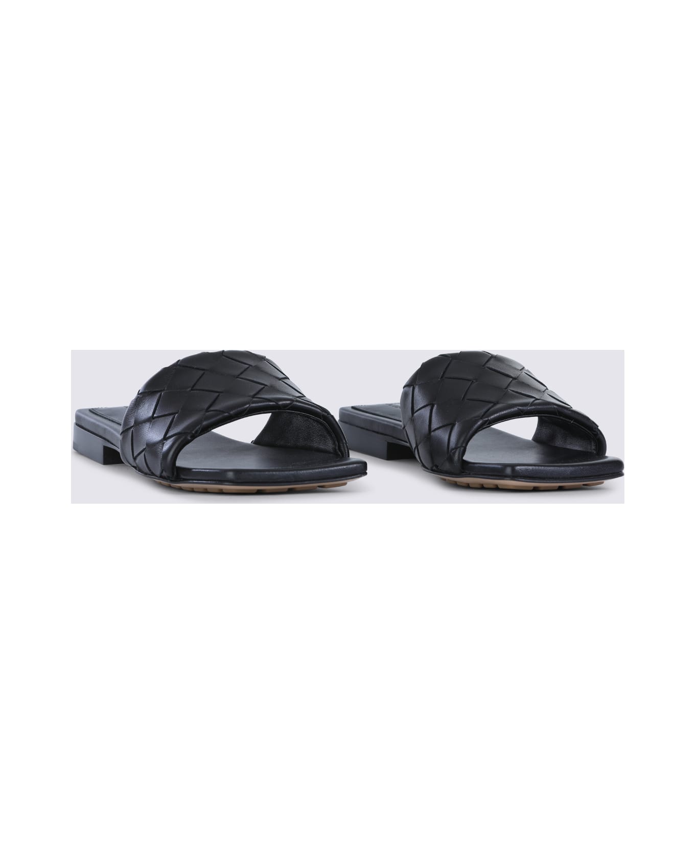 Bottega Veneta Black Leather Sandals - Black