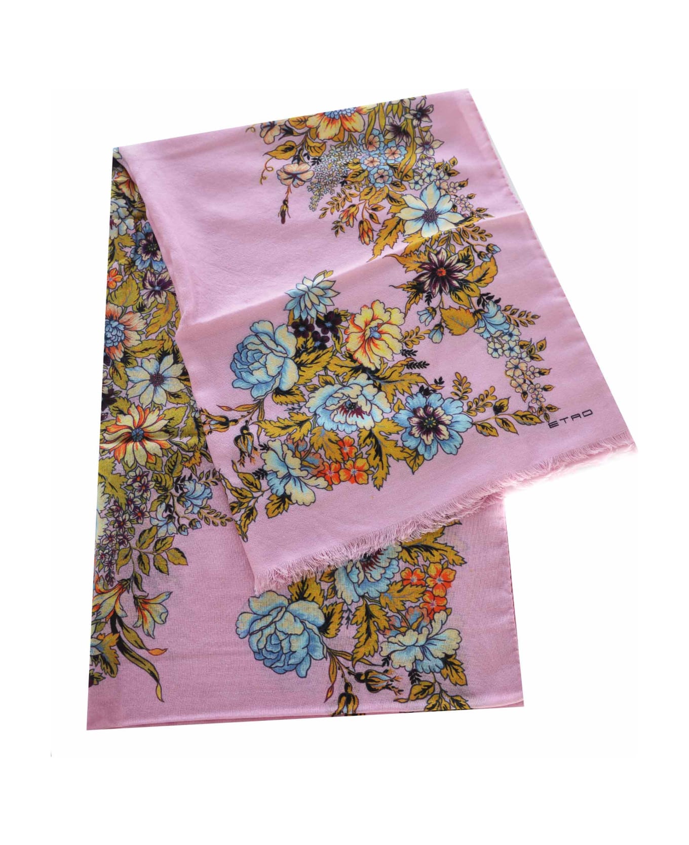 Etro Scarf Etro "bouquet" Made Of Cashmere And Silk Blend - Rosa