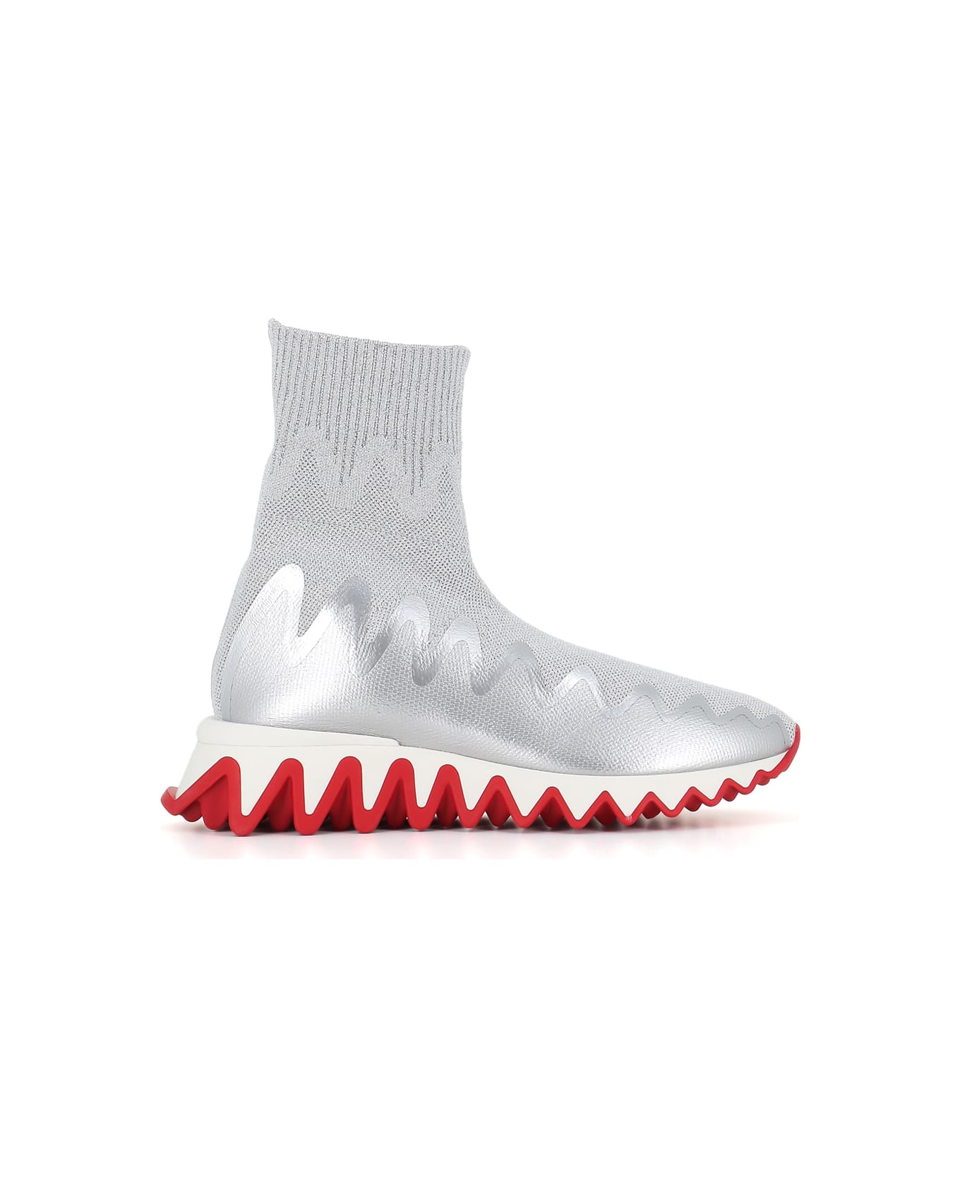 Christian Louboutin Sneaker Sharky Sock Flat - Silver
