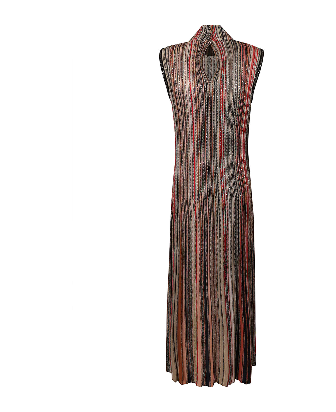 Missoni Embellished Sleeveless Stripe Dress - mult.blk/rust/bei