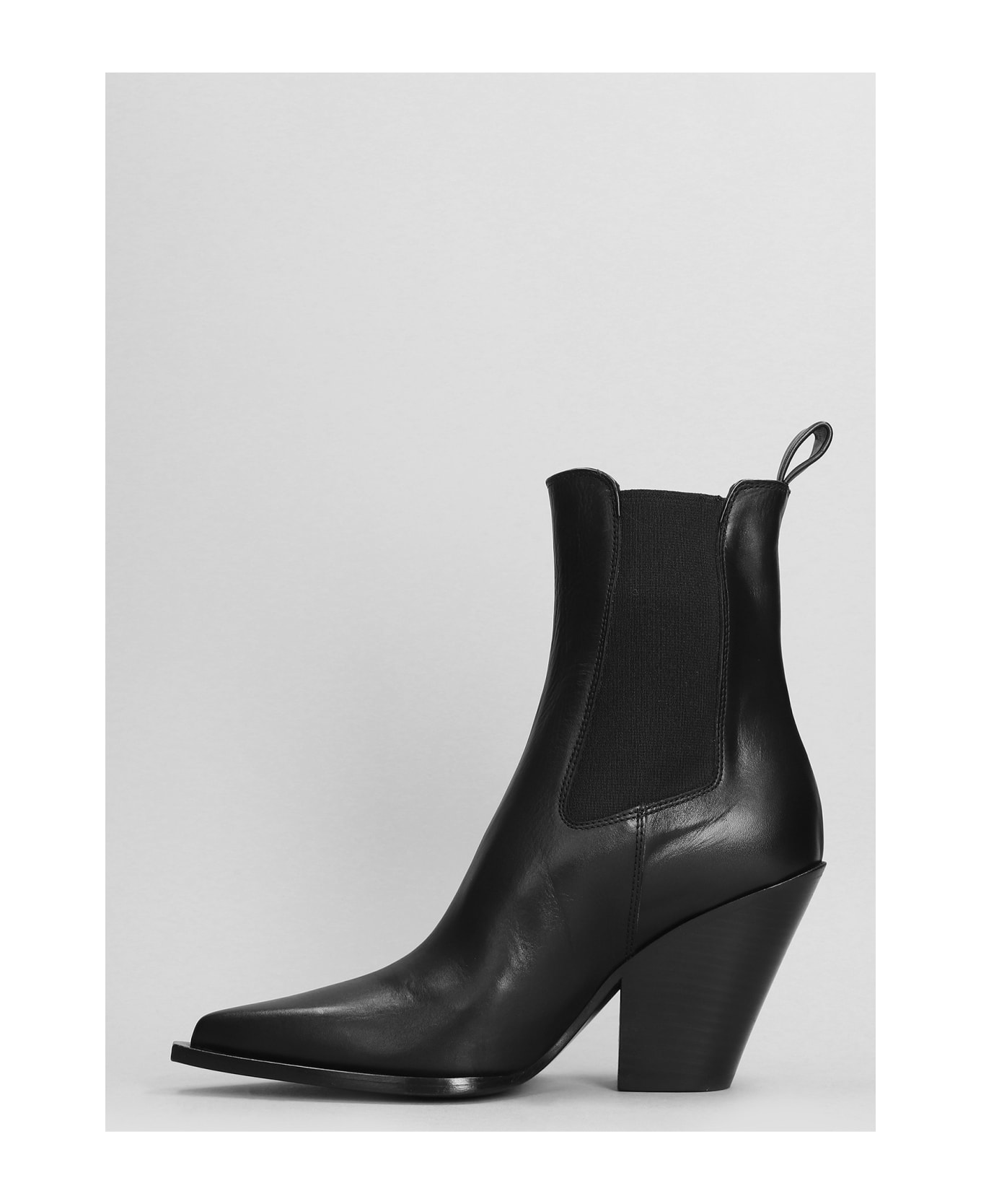 Elena Iachi Texan Ankle Boots In Black Leather - black