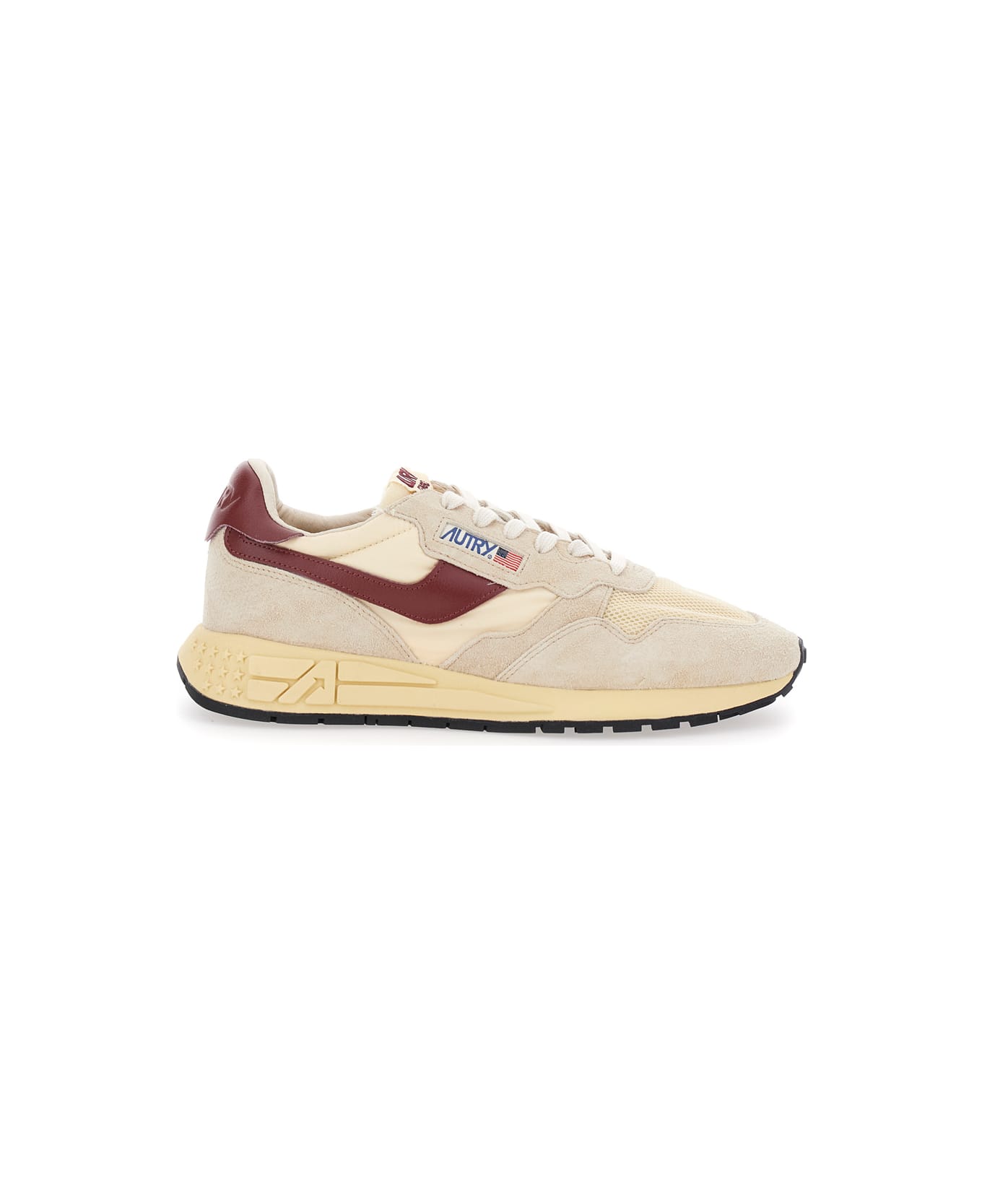 Autry 'reelwind' Beige Low Top Sneakers With Logo Patch Ontongue And Side In Suede Man - Beige