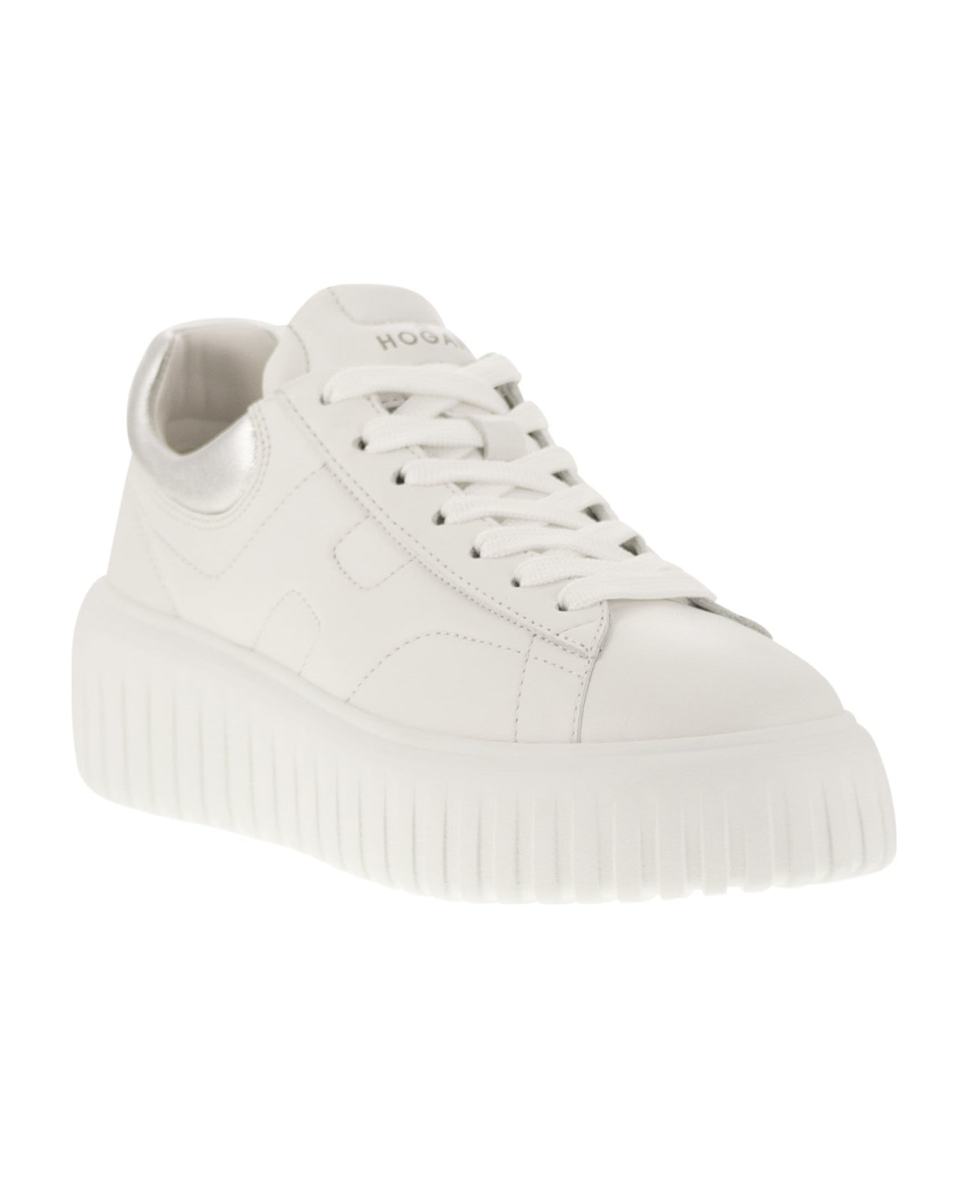Hogan H-stripes Leather Trainers - White/silver