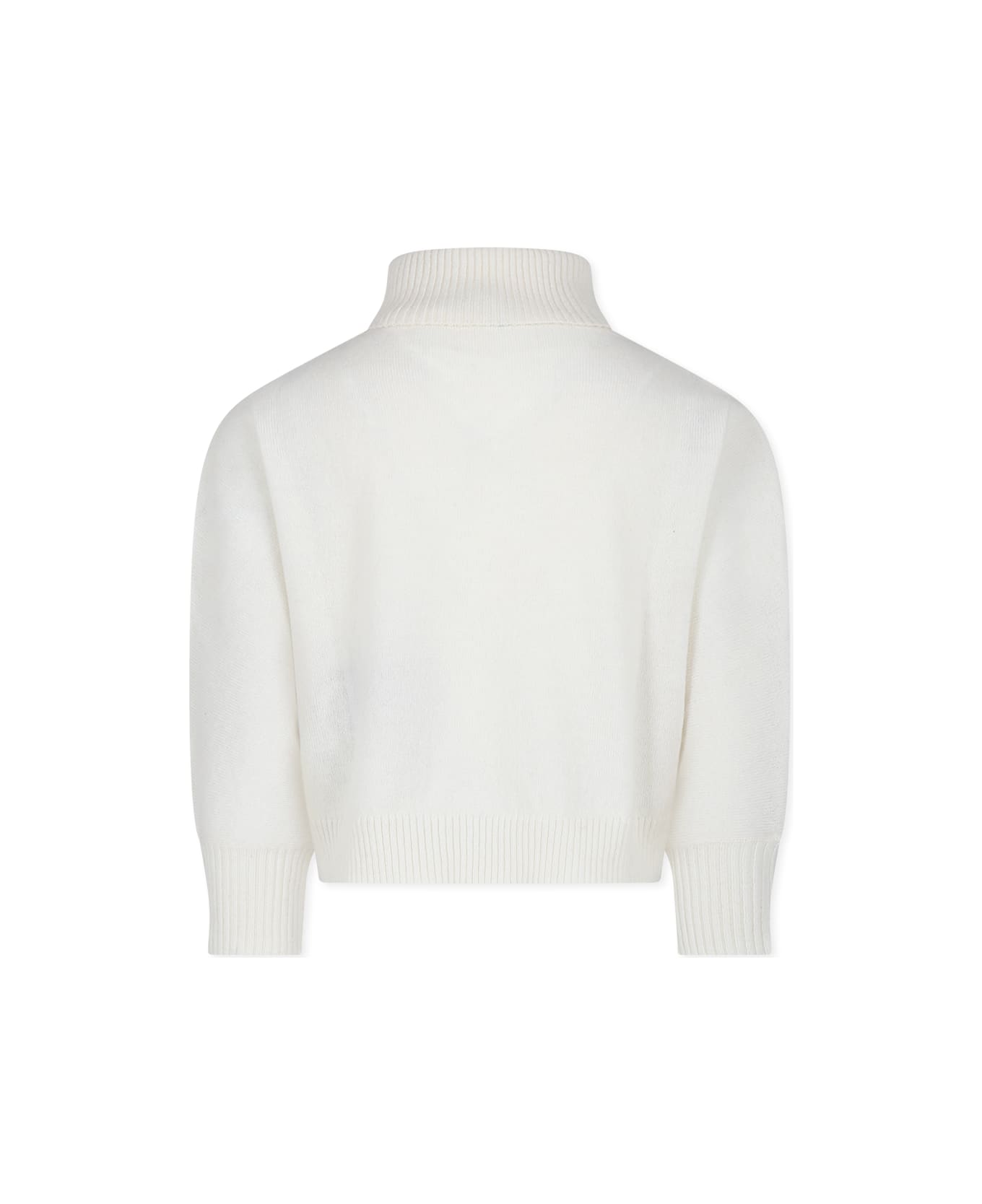 Balmain Ivory Sweater For Girl With Logo - Ivory