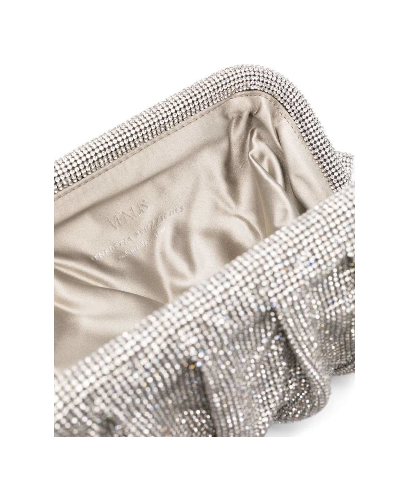 Benedetta Bruzziches 'venus La Grande' Silver Clutch Bag In Fabric With Allover Crystals Woman - Metallic クラッチバッグ