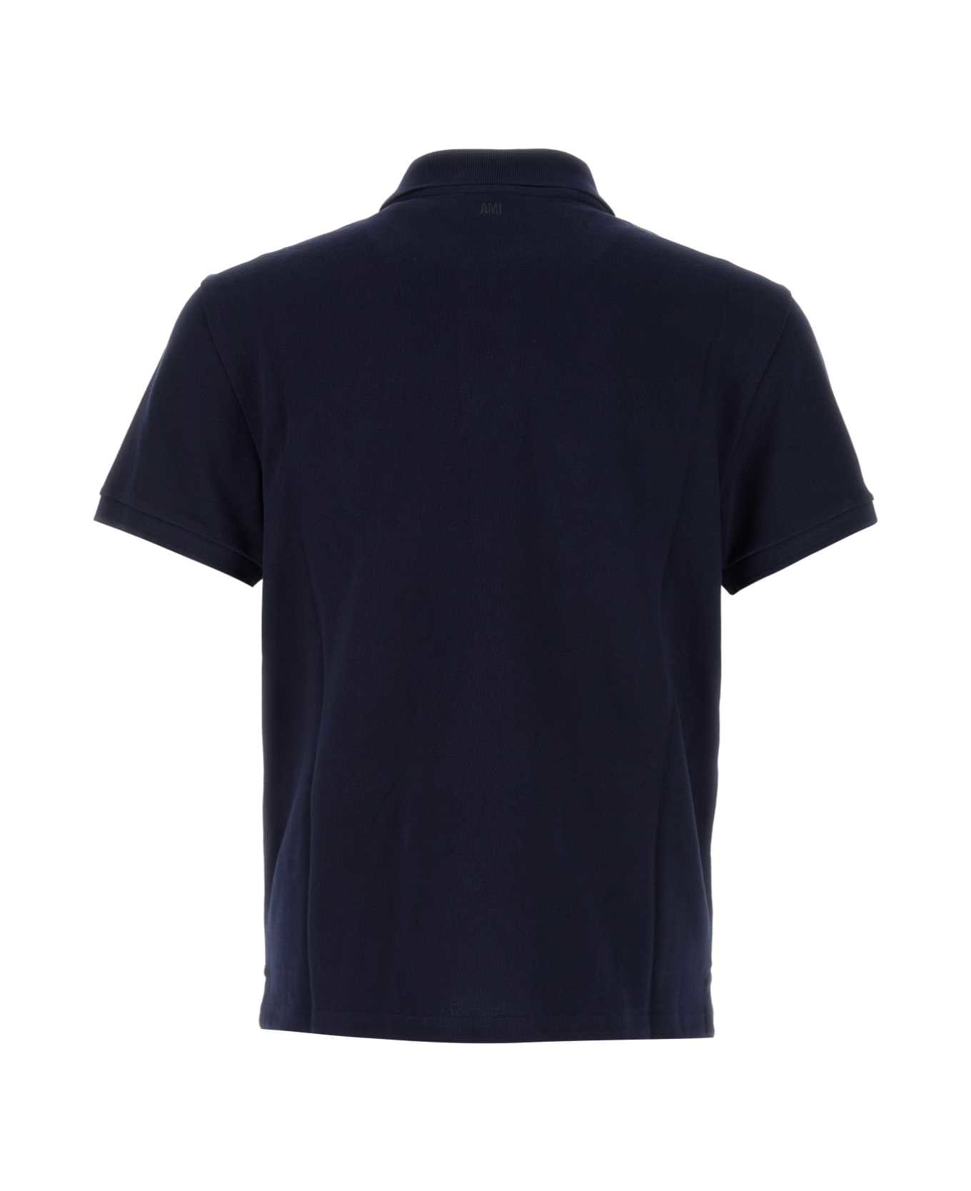 Ami Alexandre Mattiussi Navy Blue Piquet Polo Shirt - BLUE
