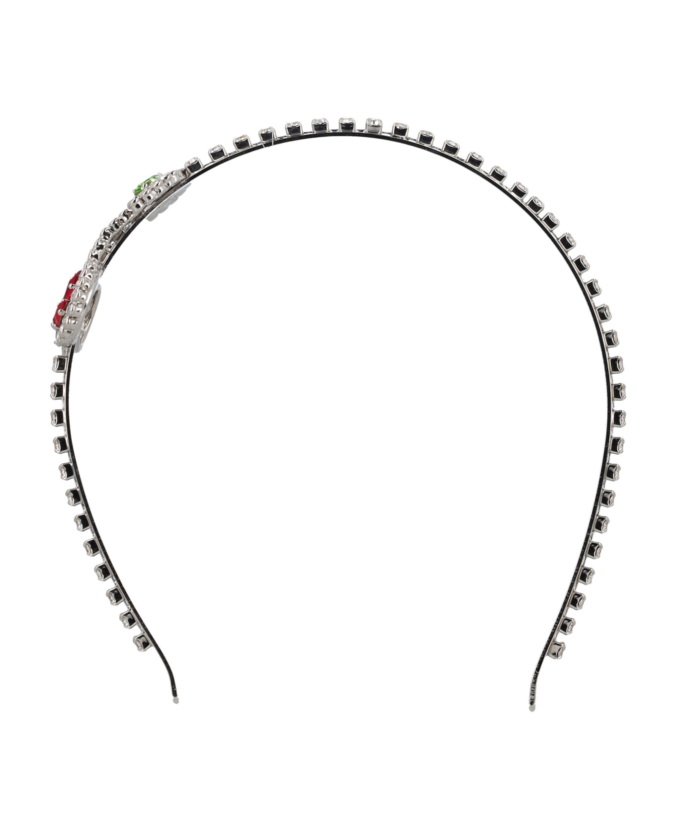 Alessandra Rich Crystal Headband With Cherry Embellishment - CRYSTAL SILVER