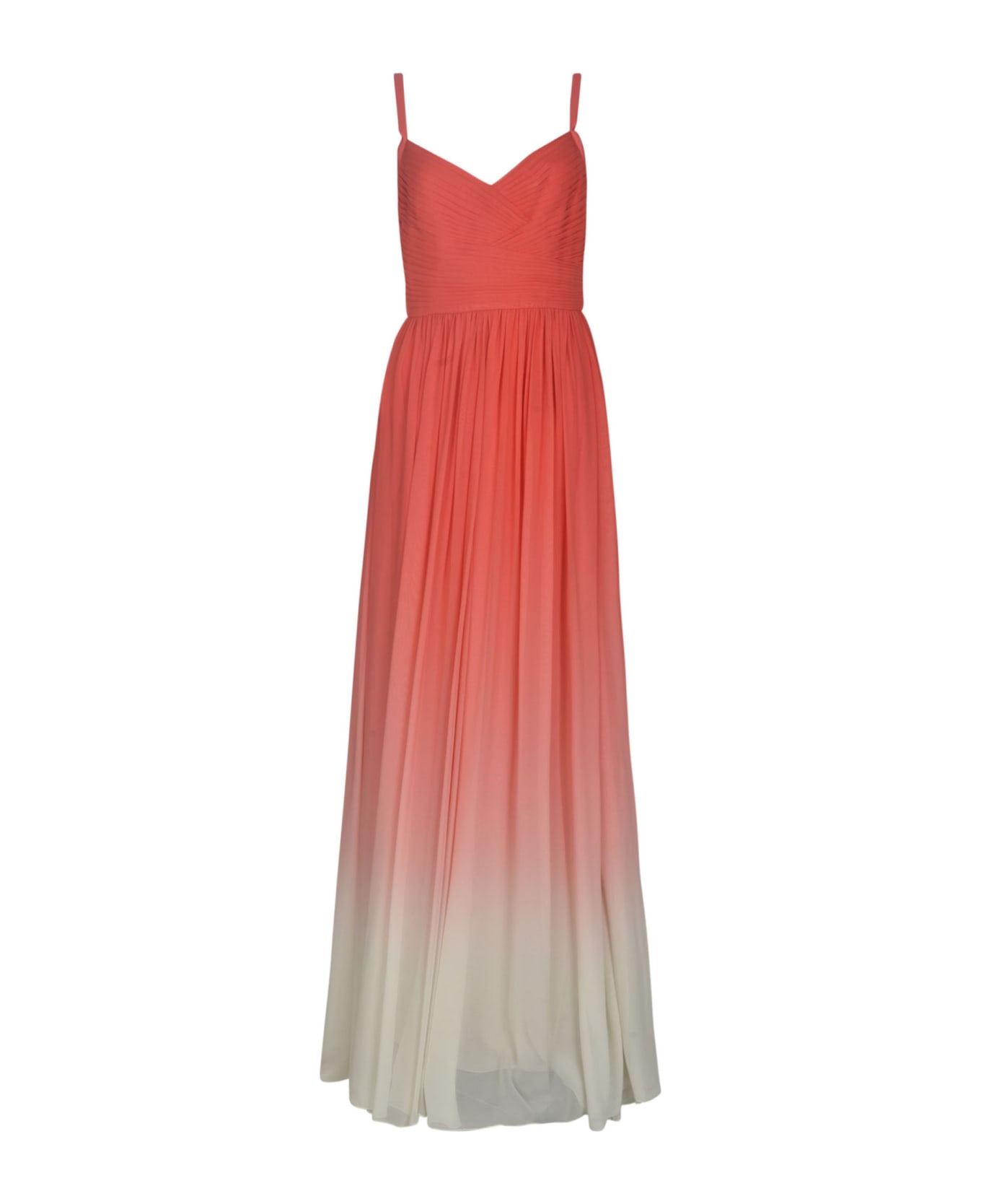 Elie Saab Printed Georgette Long Dress - Gradient Coral ワンピース＆ドレス