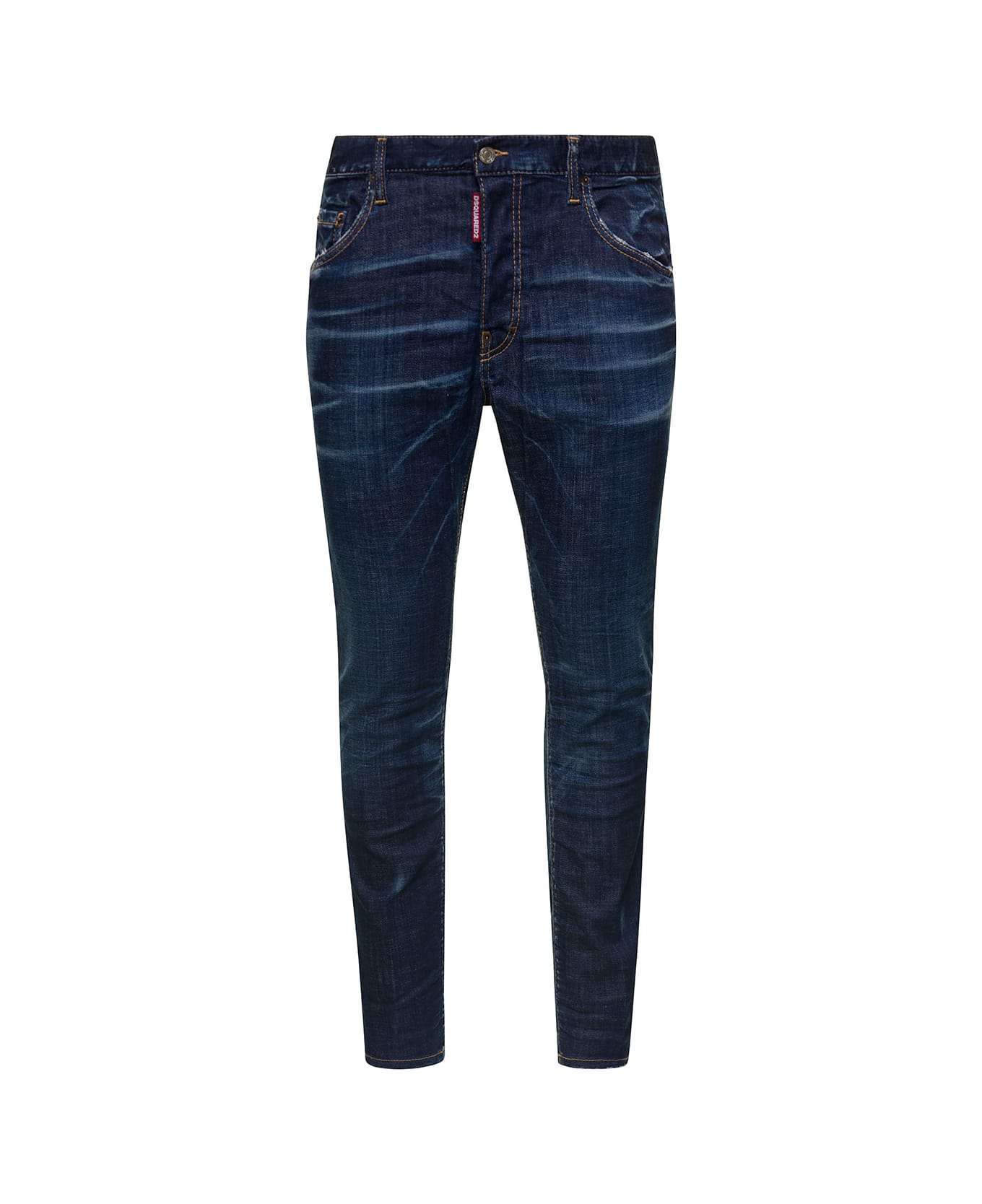 Dsquared2 'skater' Blue 5-pocket Style Jeans With Logo Patch In Cotton Denim Man - Blu