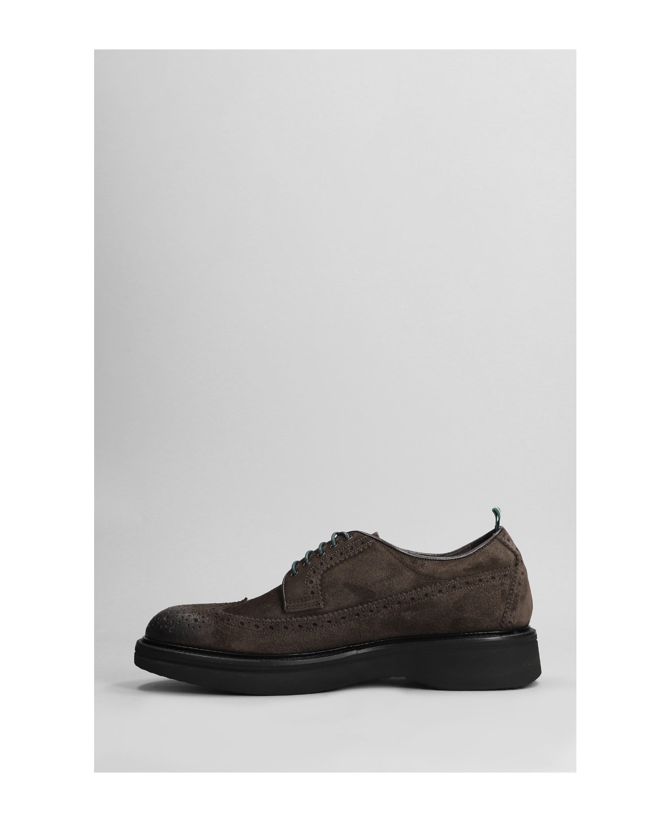 Green George Lace Up Shoes In Brown Suede - brown