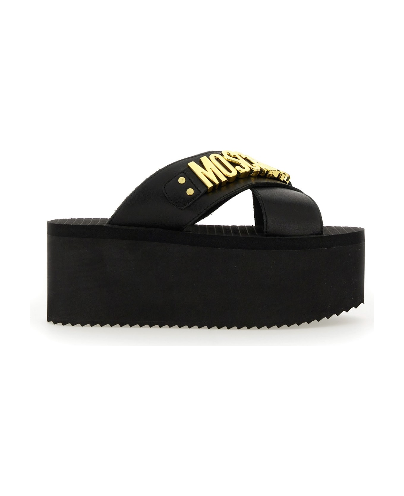 Moschino Wedge Sandals - Black