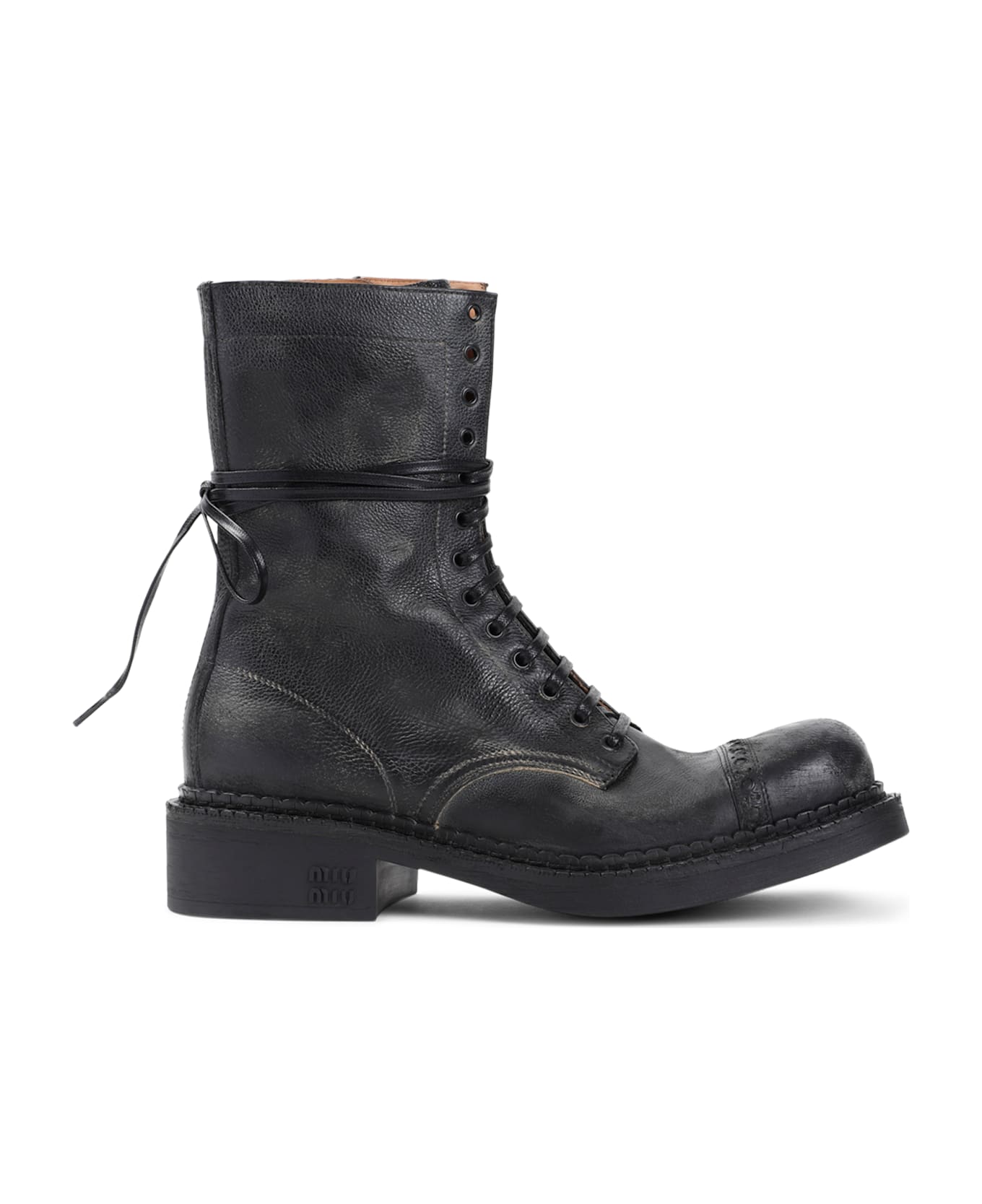 Miu Miu Laced Ankle Boots - Nero