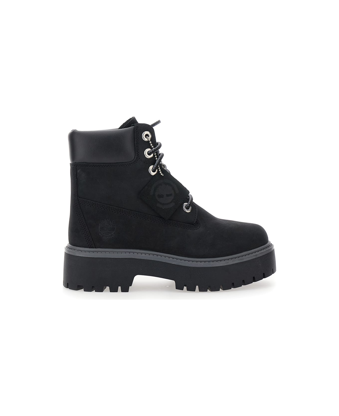 Timberland Black Water-proof Boots With Logo Plate In Leather Woman - Black
