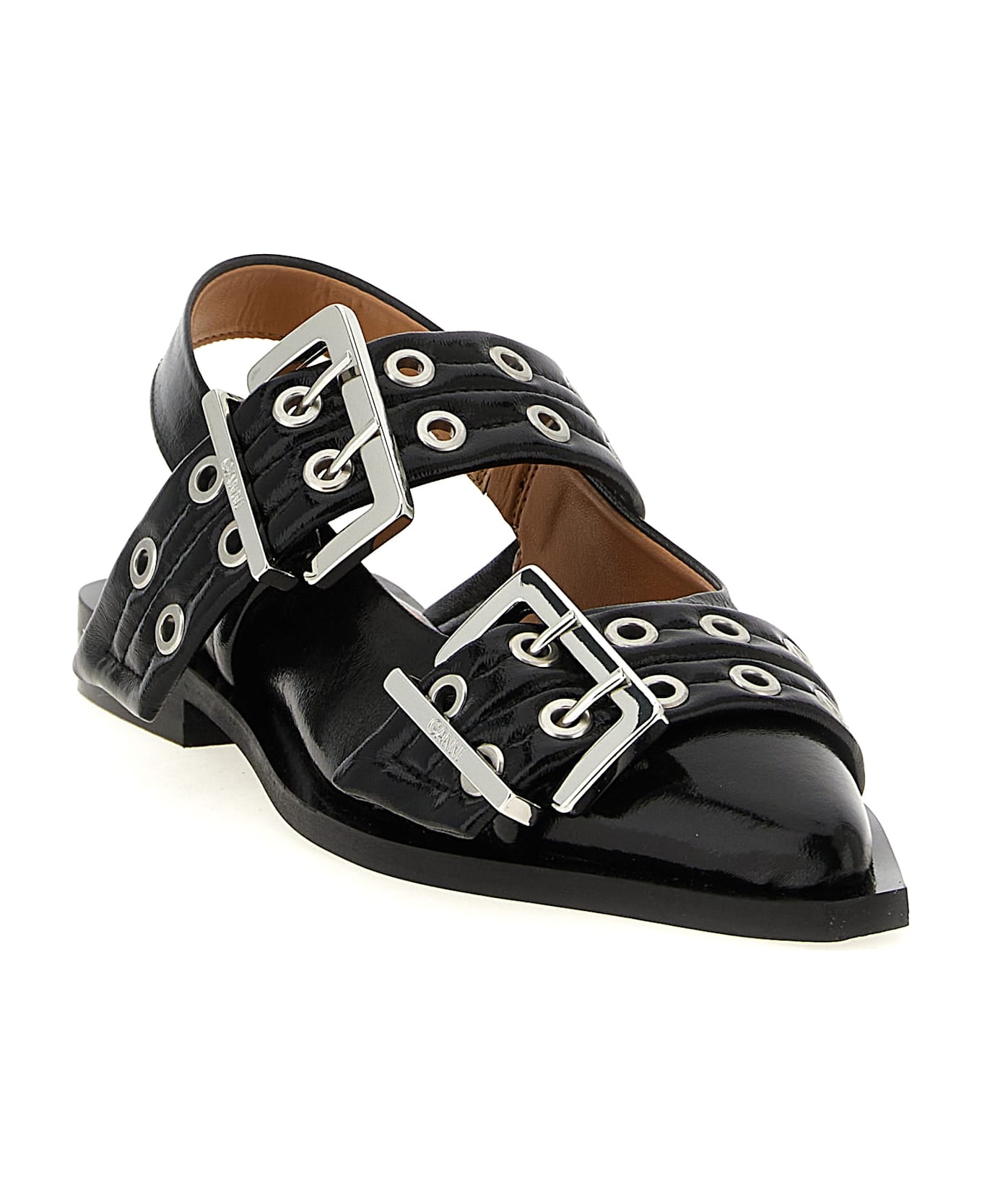 Ganni 'black Feminine Buckle' Slingback - BLACK