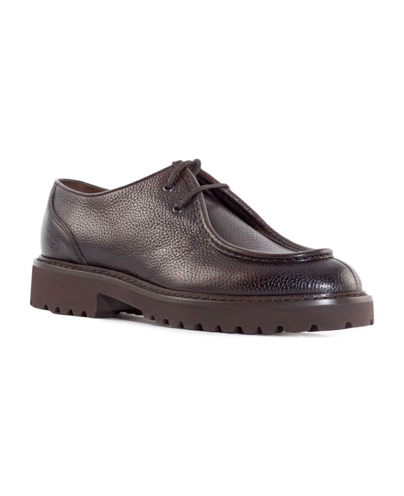 Doucal's Ebony Inca Leather Derby Shoes - Brown