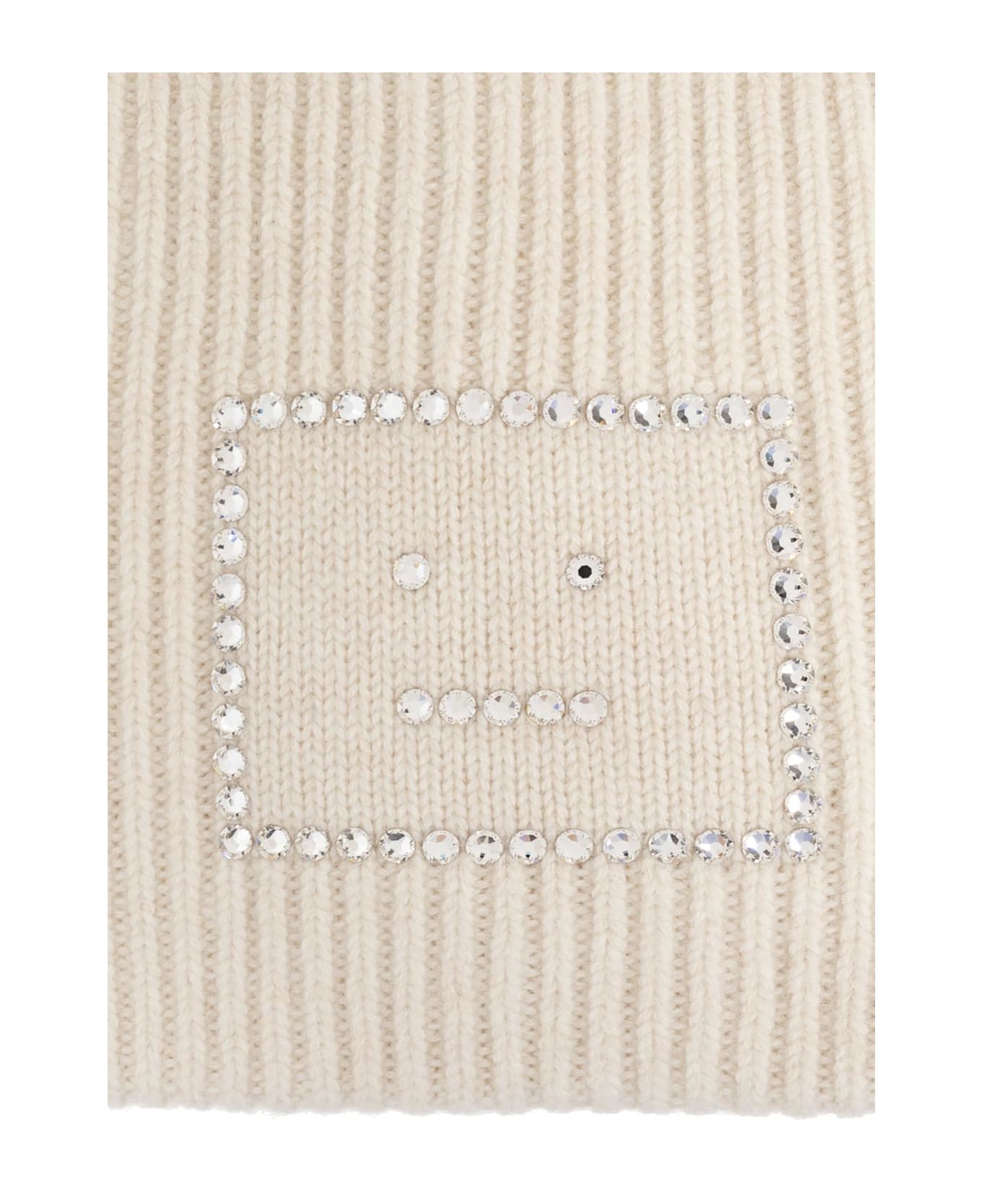 Acne Studios Woolen Hat With Logo - Oatmeal Melange