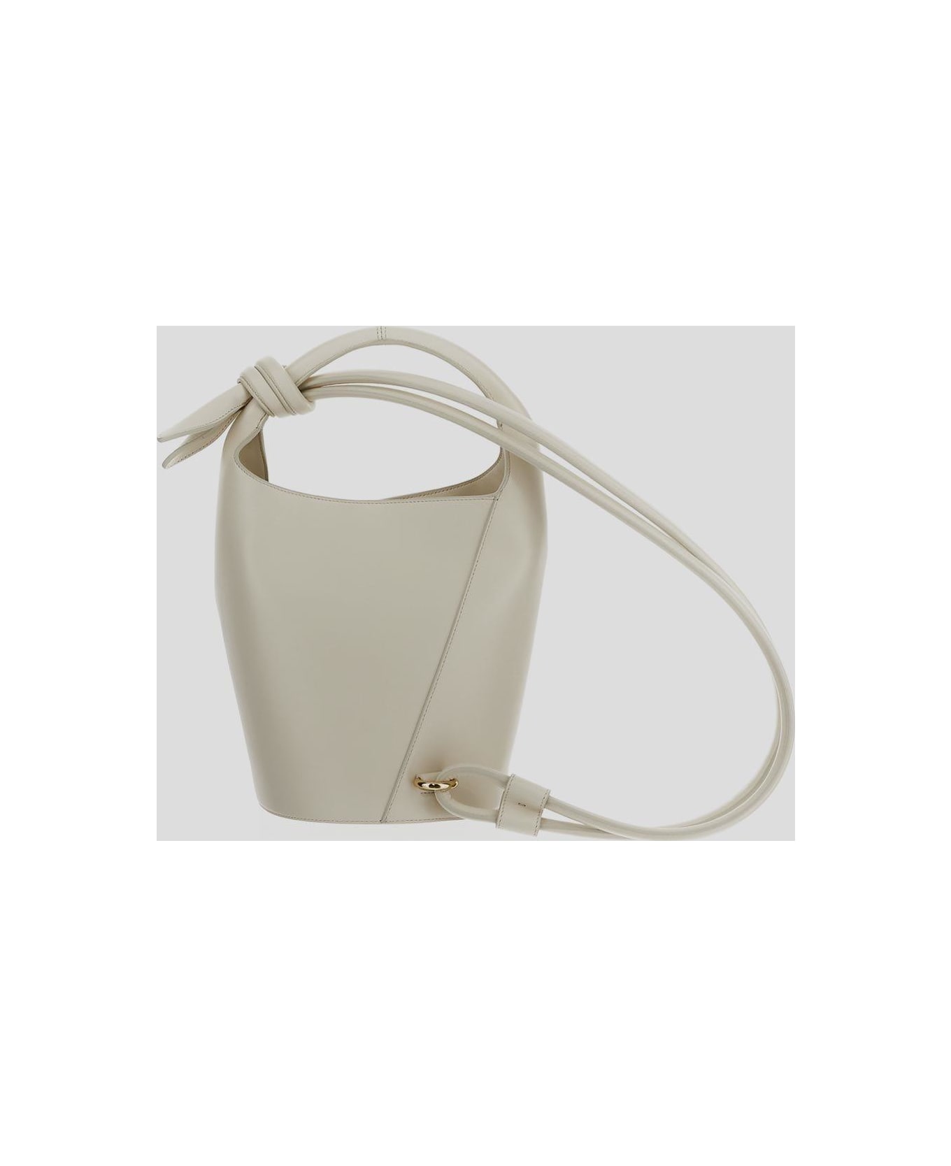 Jacquemus Mini Knotted Bucket Bag - White