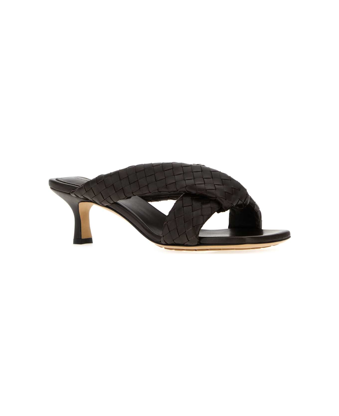 Bottega Veneta Dark Brown Leather Riva Mules - FONDANT