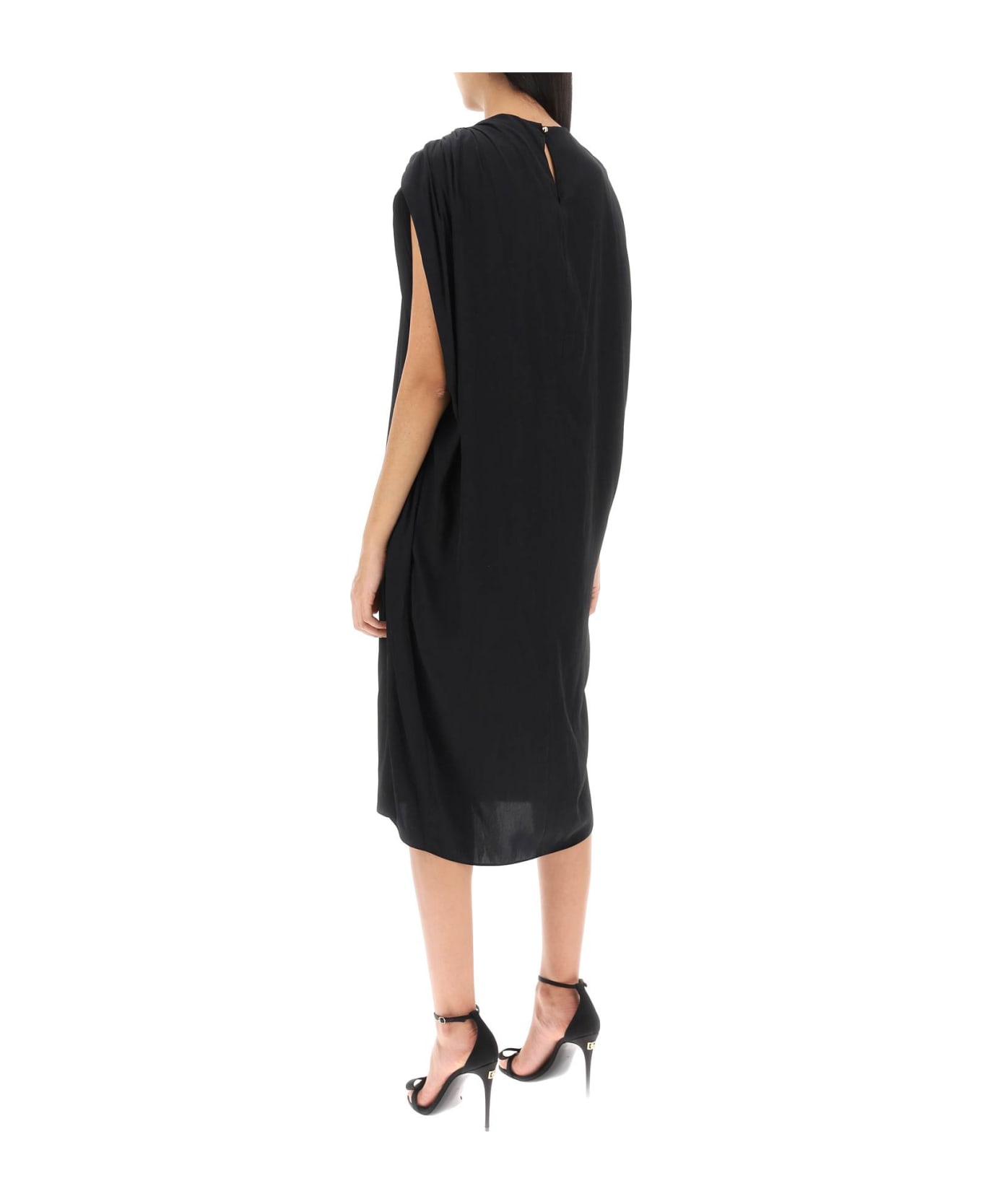 Lanvin Draped Midi Dress - BLACK (Black)