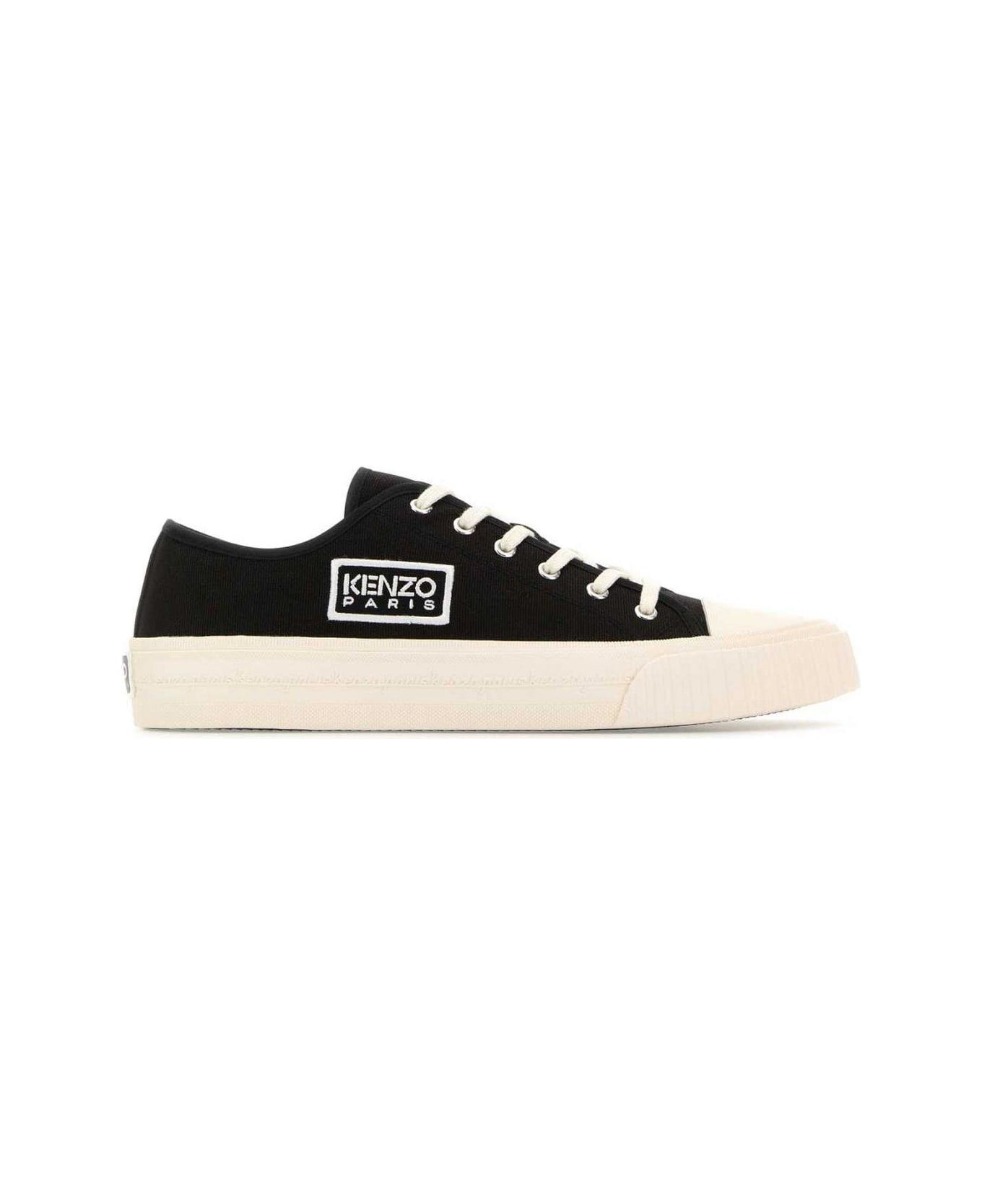 Kenzo Logo Embroidered Low-top Sneakers - Black スニーカー