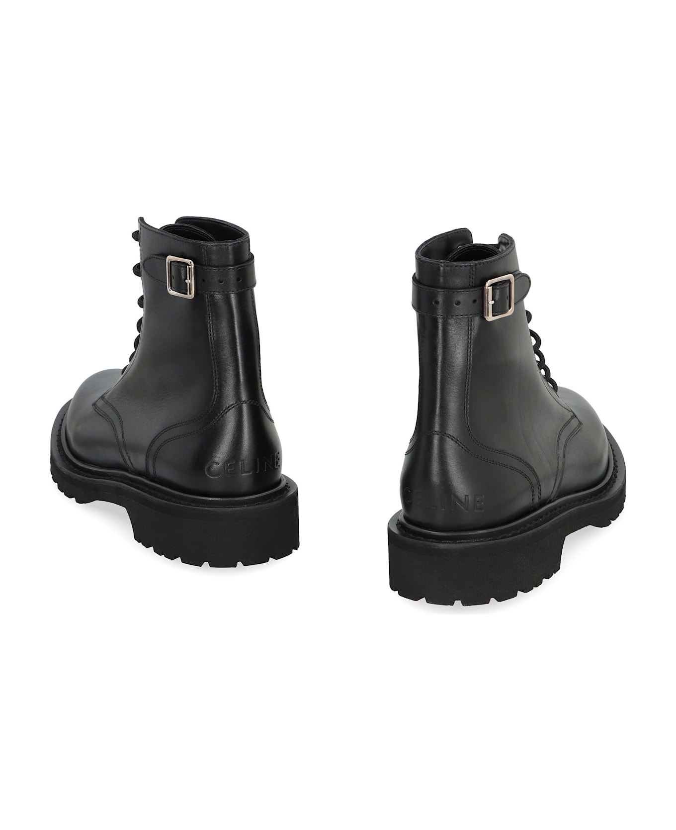 Celine Ranger Leather Lace-up Boots - black