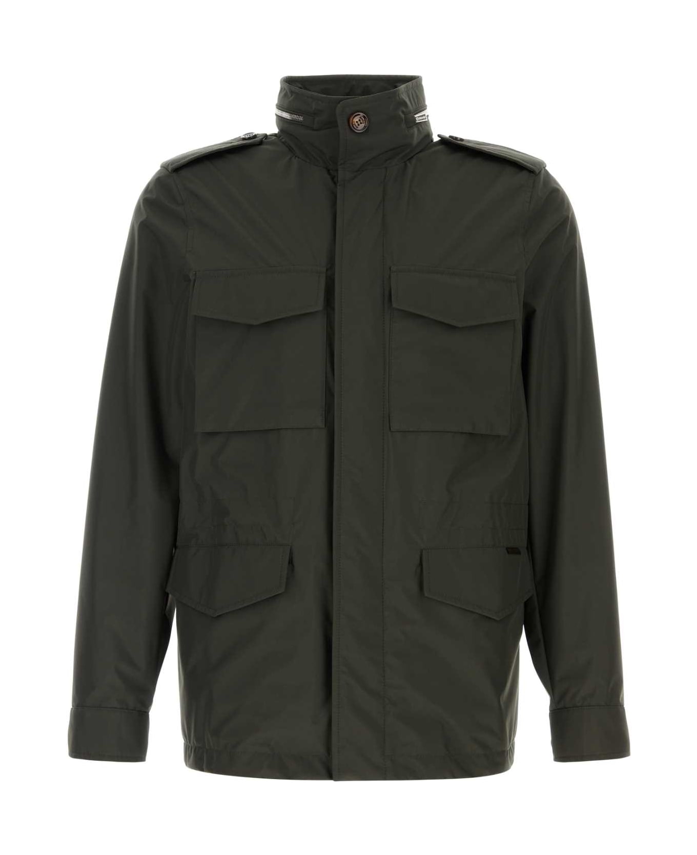 Moorer Bottle Green Polyester Denver Jacket - FOREST
