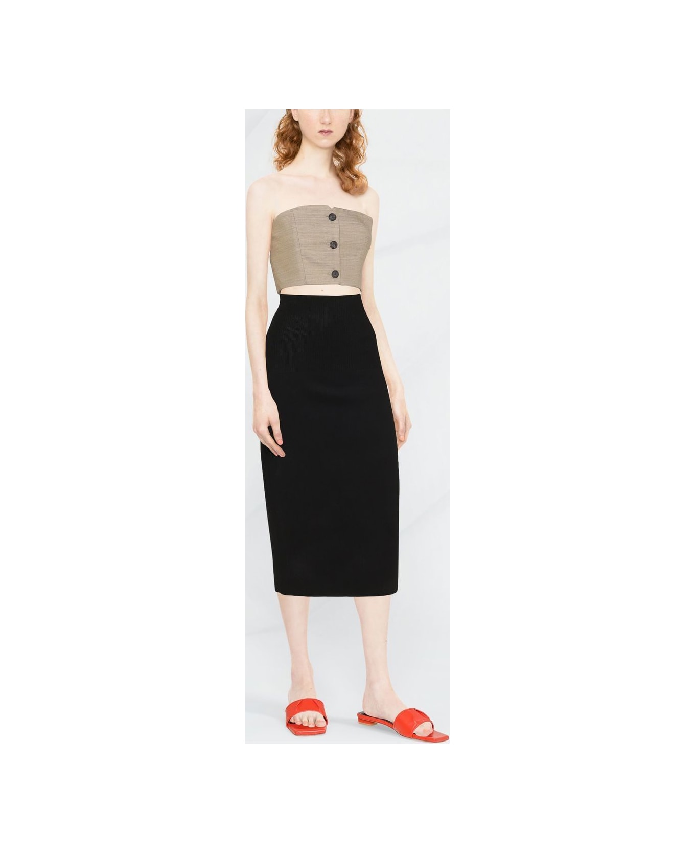 Victoria Beckham Fitted Midi Skirt - Black