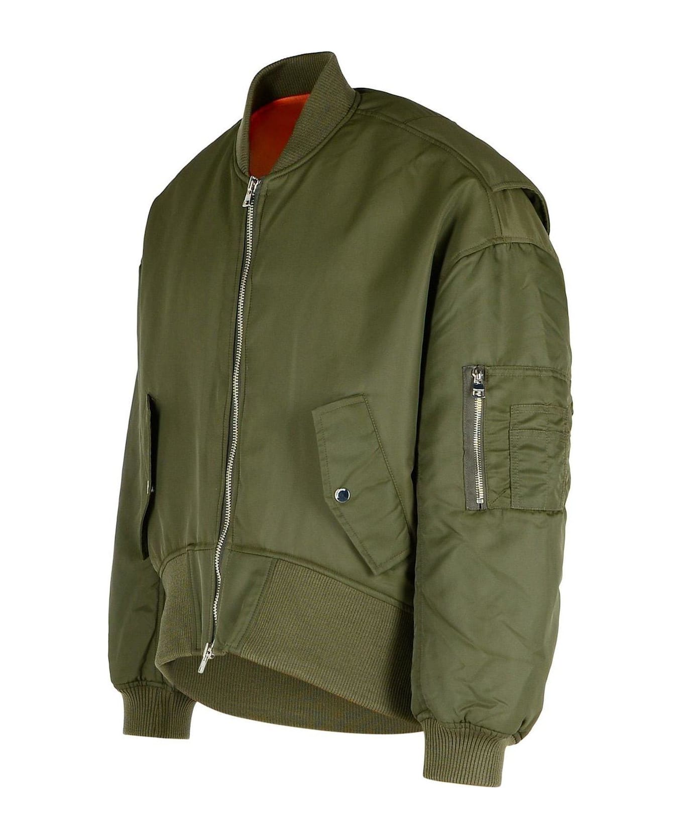 J.W. Anderson Curved Hem Oversized Bomber Jacket - OLIVE