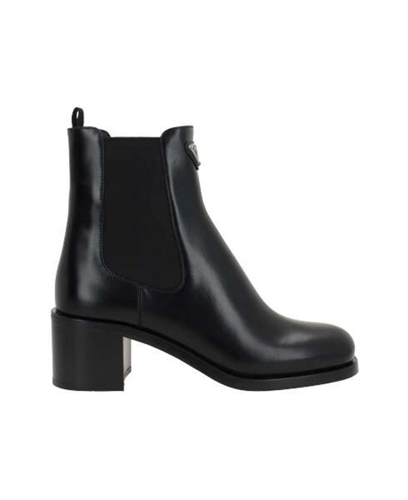 Prada Triangle-logo Ankle Boots - Nero