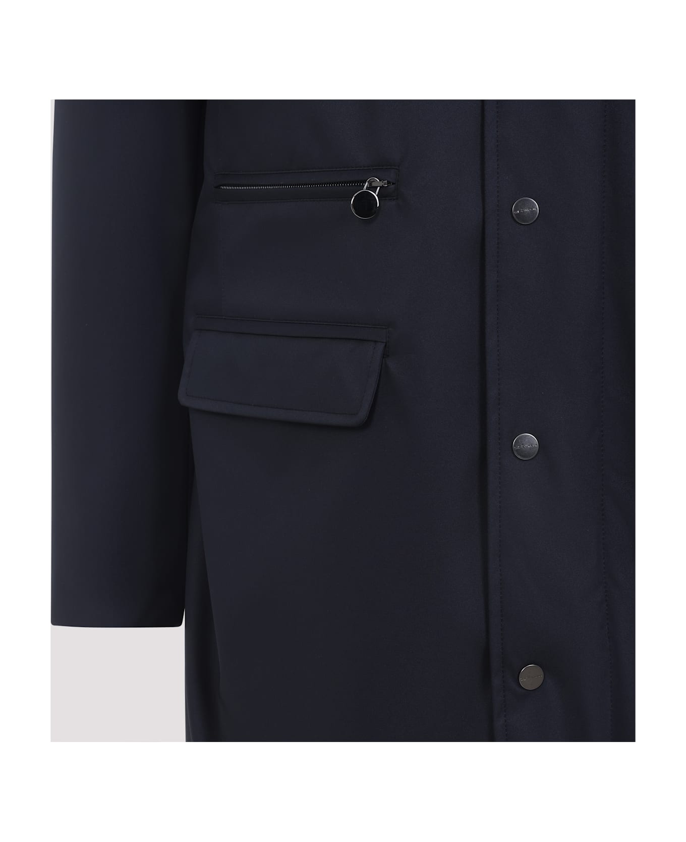 Kiton Polyester Coat - Navy Blue