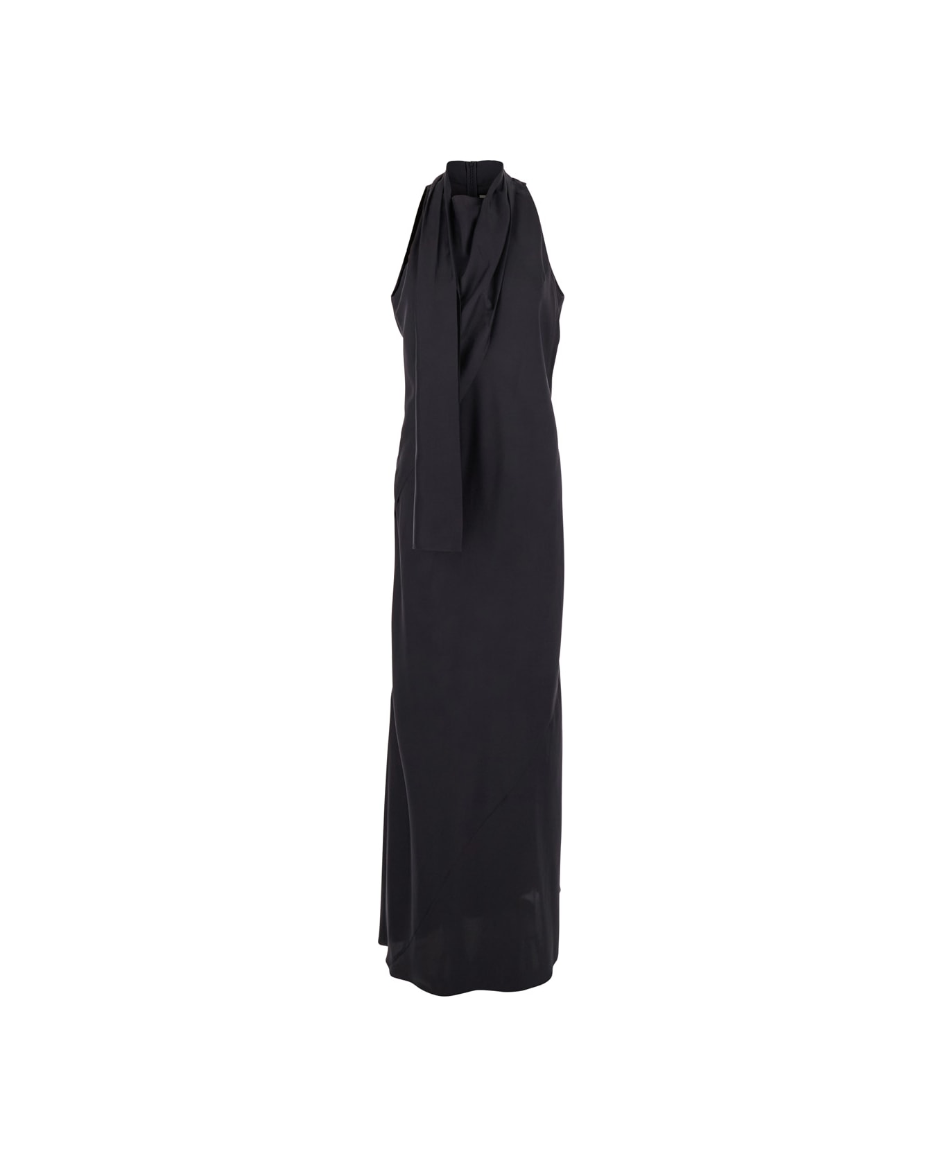 Róhe Blue Long Dress With Halterneck And Scarf Detail In Silk Woman - Blu