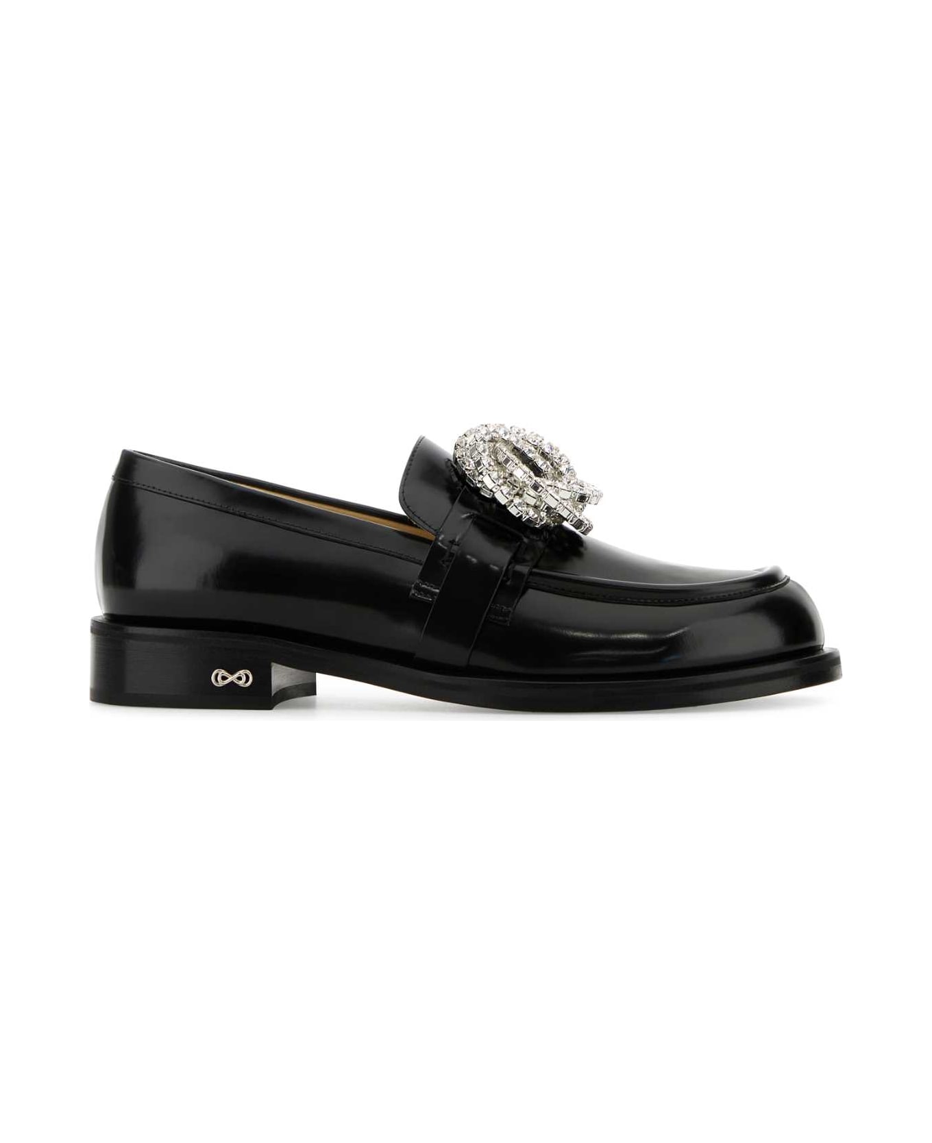 Mach & Mach Black Leather Galaxy Loafers - BLACK