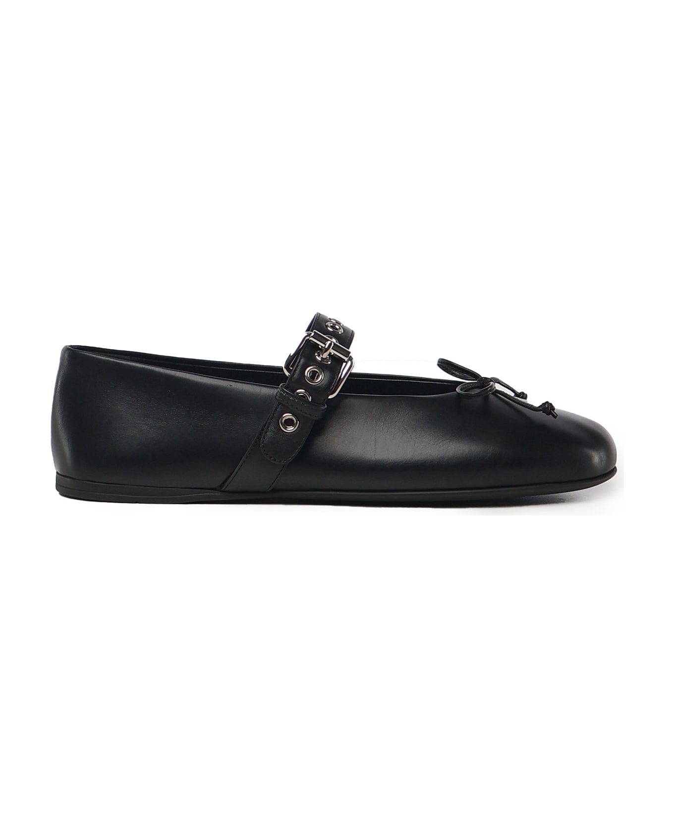 Miu Miu Leather Ballerinas - Black