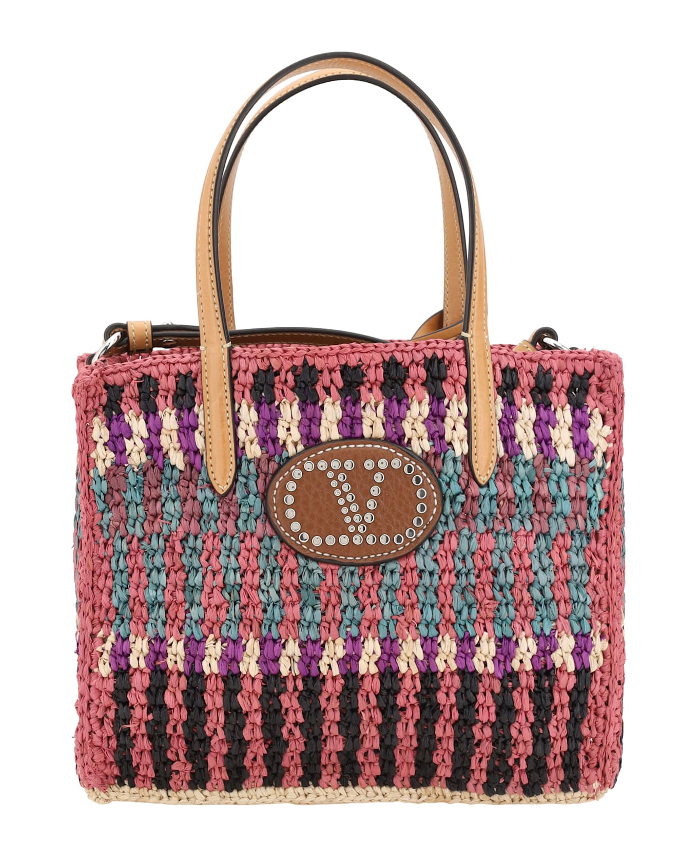 Valentino Garavani Raffia Tote Bag - Multicolor/natural Camel/selleria